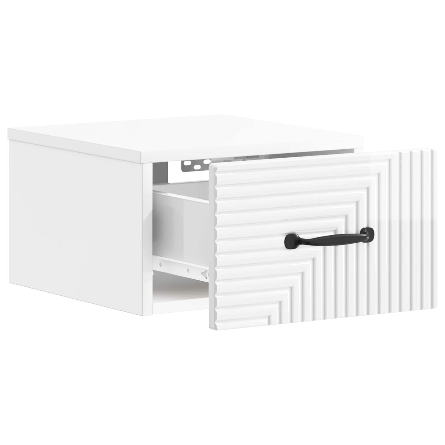 Wall-Mounted Bedside Cabinet with Drawer 2 pcs High Gloss White