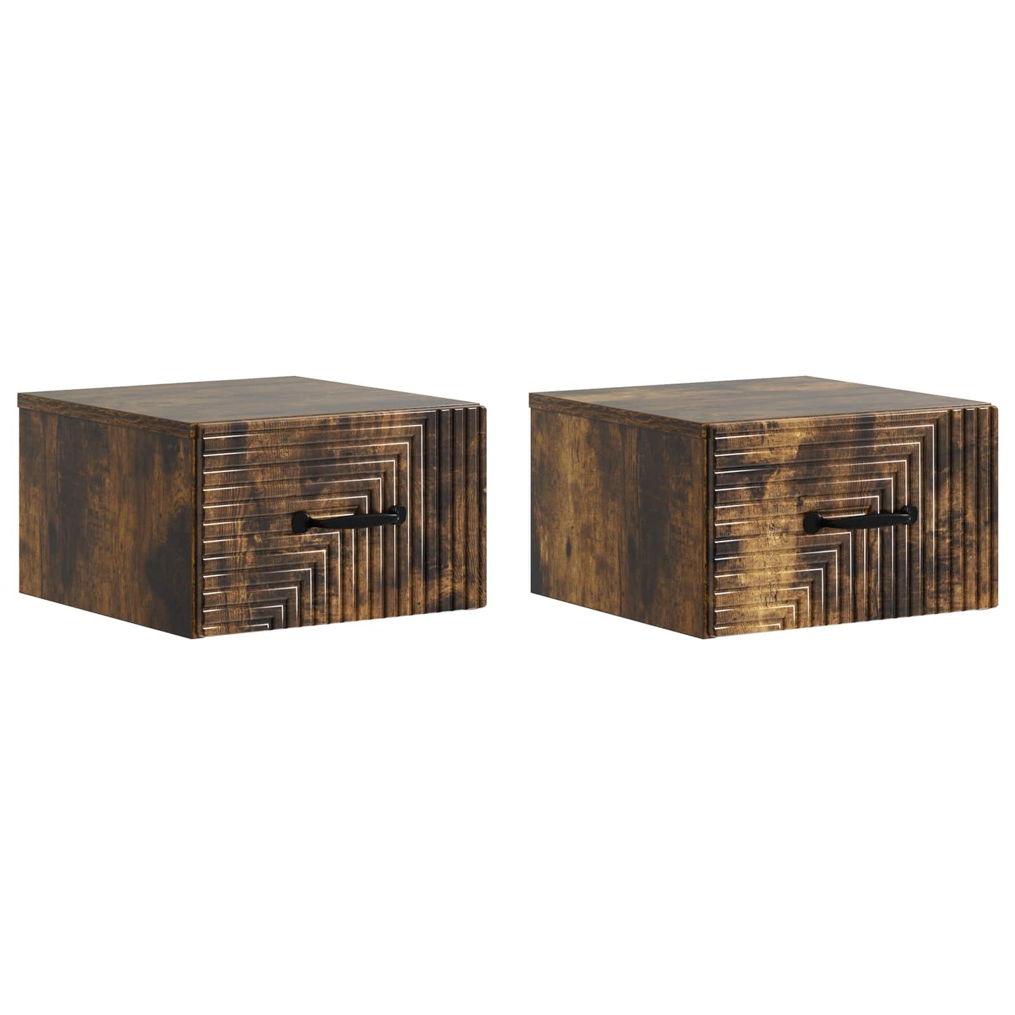 Wall-Mounted Bedside Cabinet 2 pcs Smoked Oak 34.5 x 33 x 20 cm