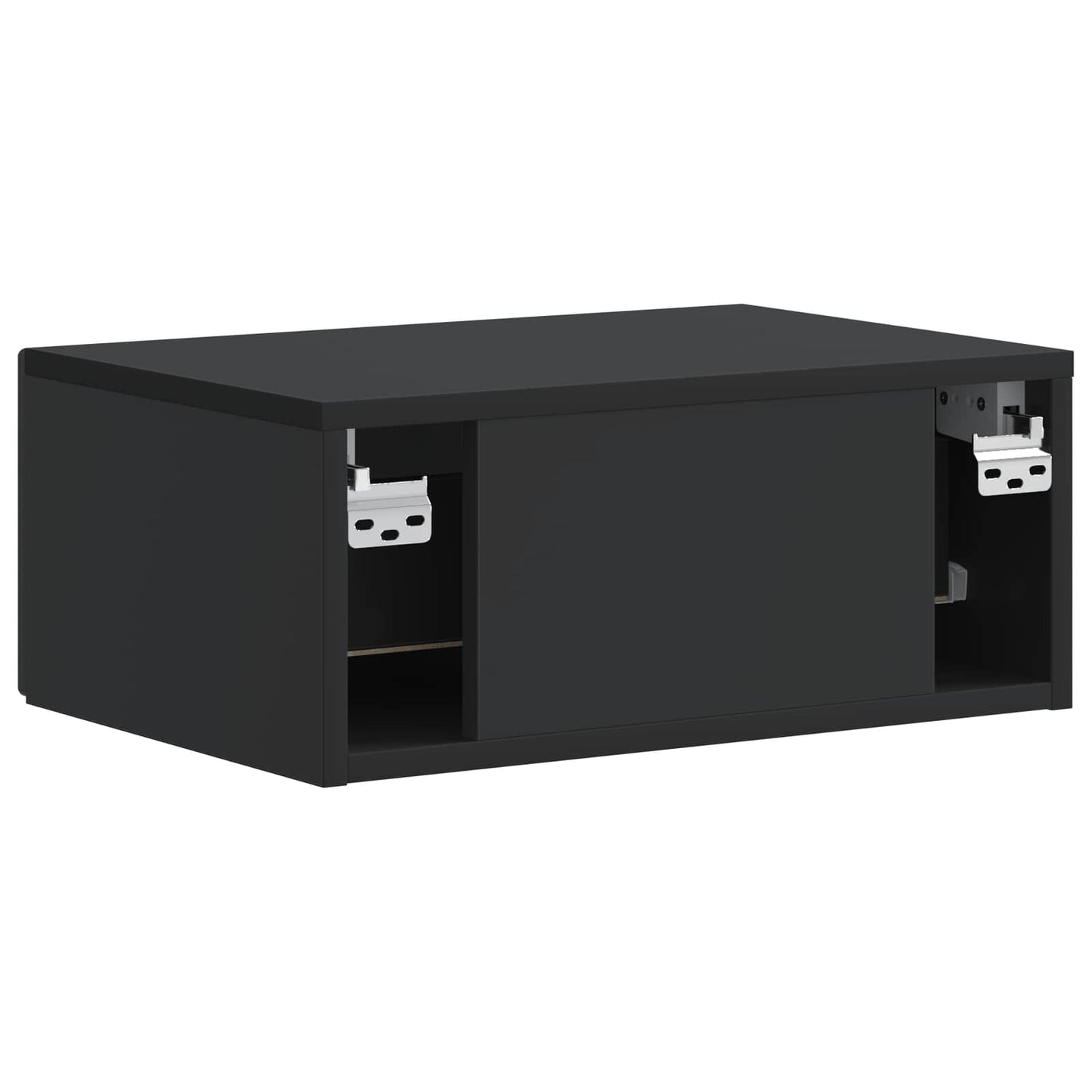Wall-Mounted Bedside Cabinet Black 49 x 34.5 x 20 cm