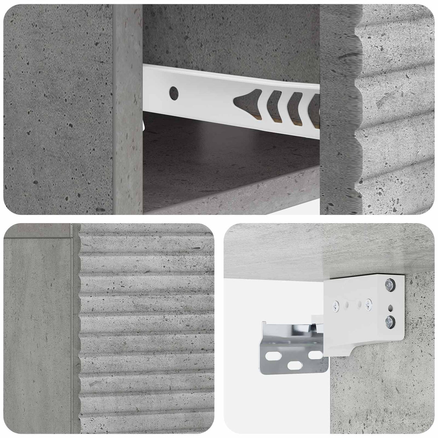 Wall-Mounted Bedside Cabinet Concrete Grey 49 x 34.5 x 20 cm