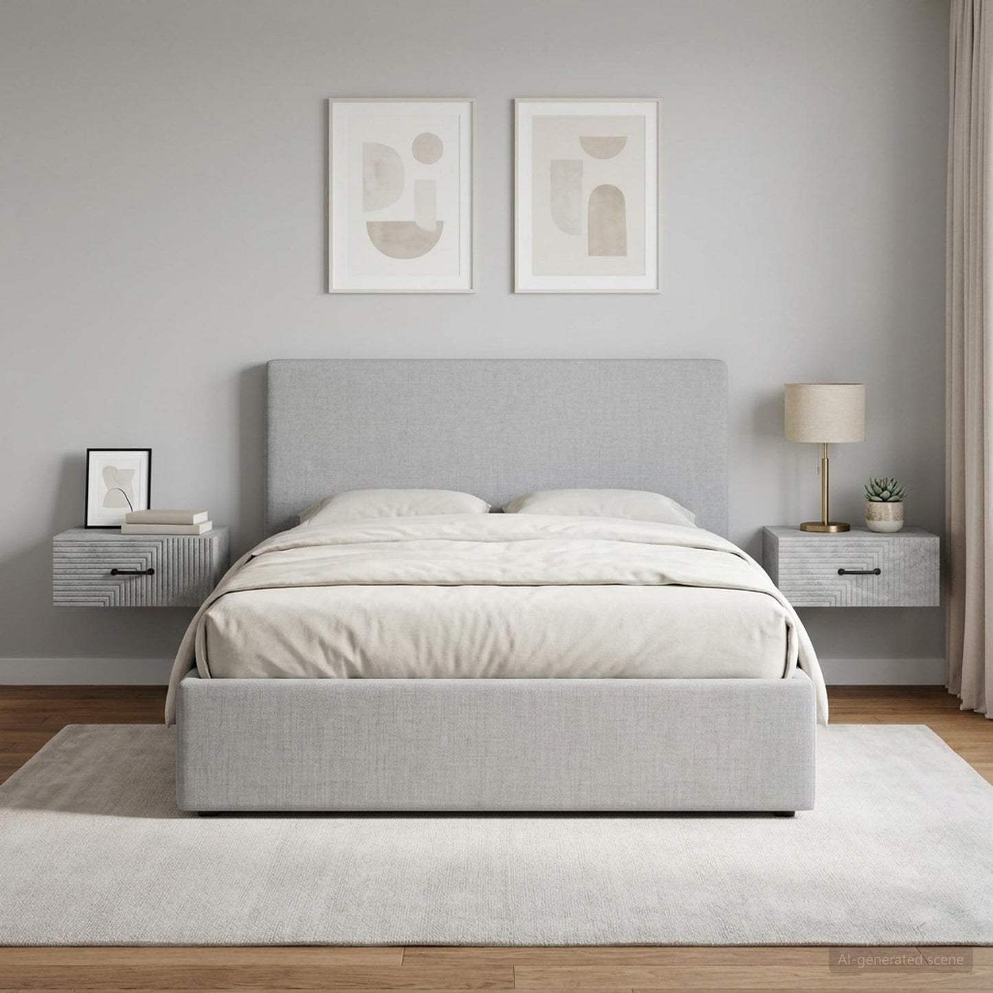 Wall-Mounted Bedside Cabinet with Drawer 2 pcs Concrete Grey