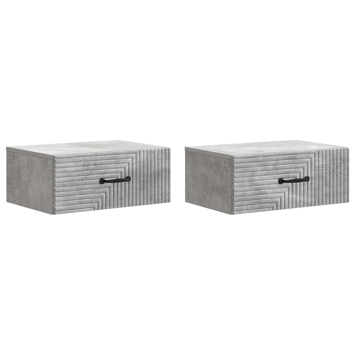 Wall-Mounted Bedside Cabinet with Drawer 2 pcs Concrete Grey