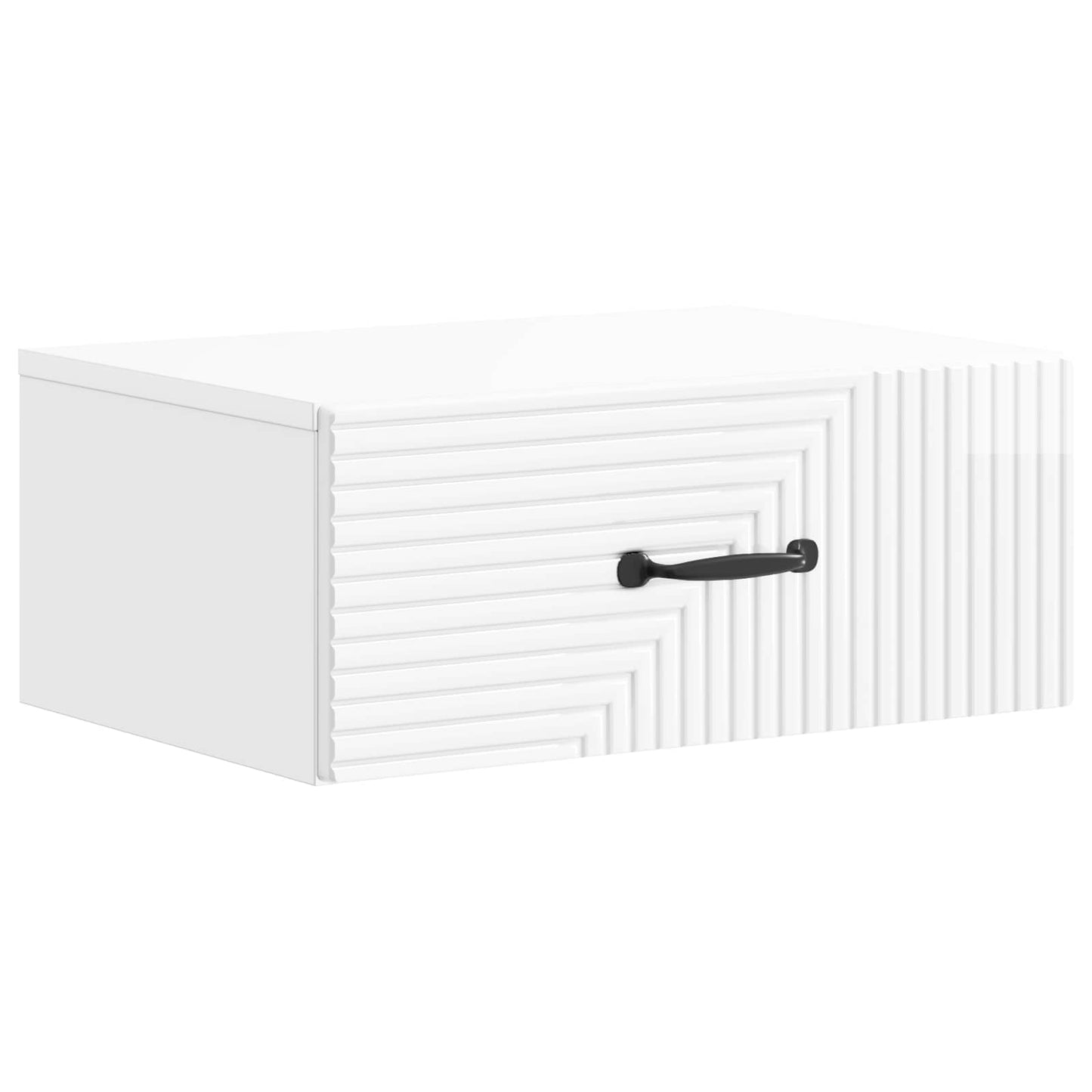Wall-Mounted Bedside Cabinet High Gloss White 49 x 34.5 x 20 cm