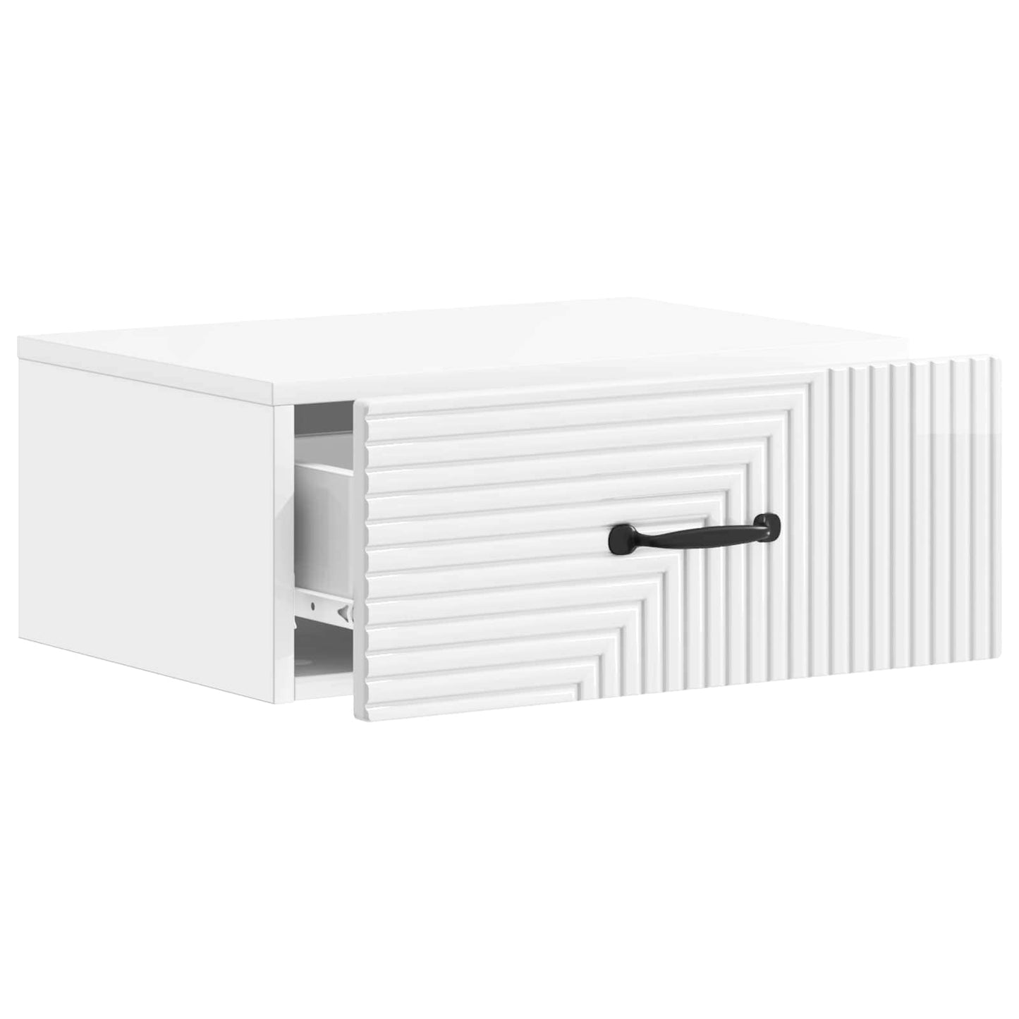 Wall-Mounted Bedside Cabinet High Gloss White 49 x 34.5 x 20 cm
