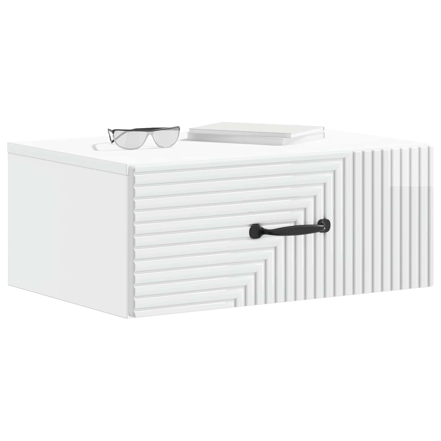 Wall-Mounted Bedside Cabinet High Gloss White 49 x 34.5 x 20 cm