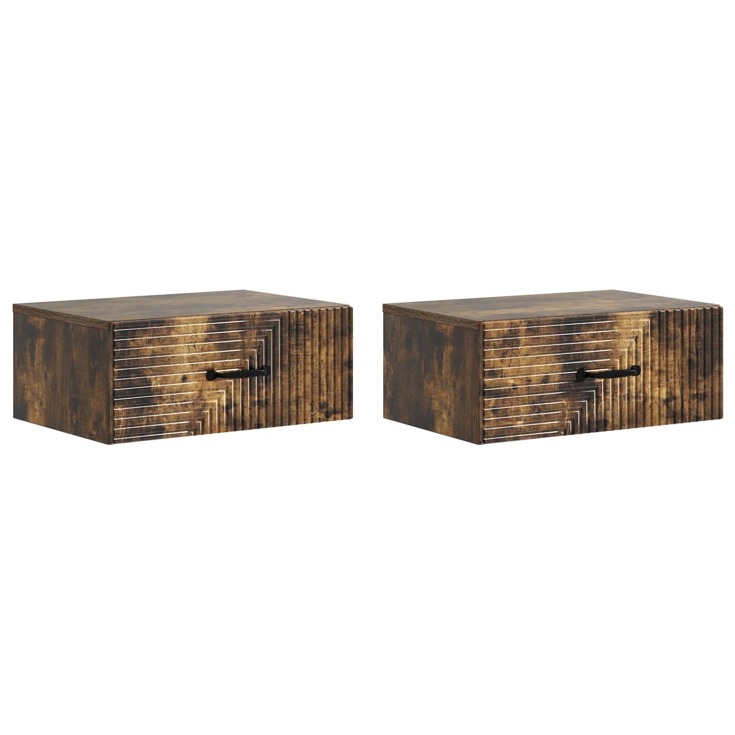Wall-Mounted Bedside Cabinet 2 pcs Smoked Oak 49 x 34.5 x 20 cm