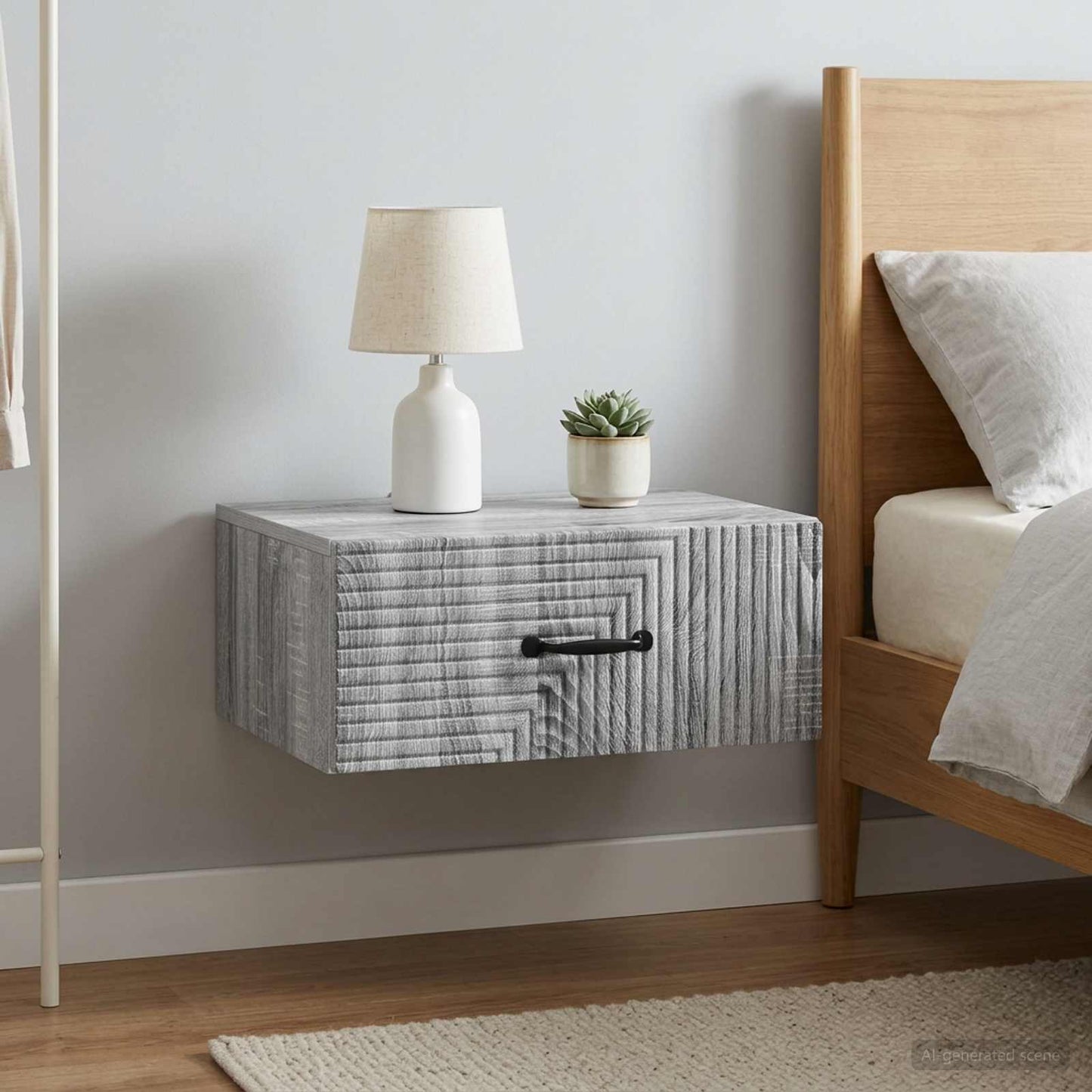 Wall-Mounted Bedside Cabinet 2 pcs Grey Sonoma Engineered Wood