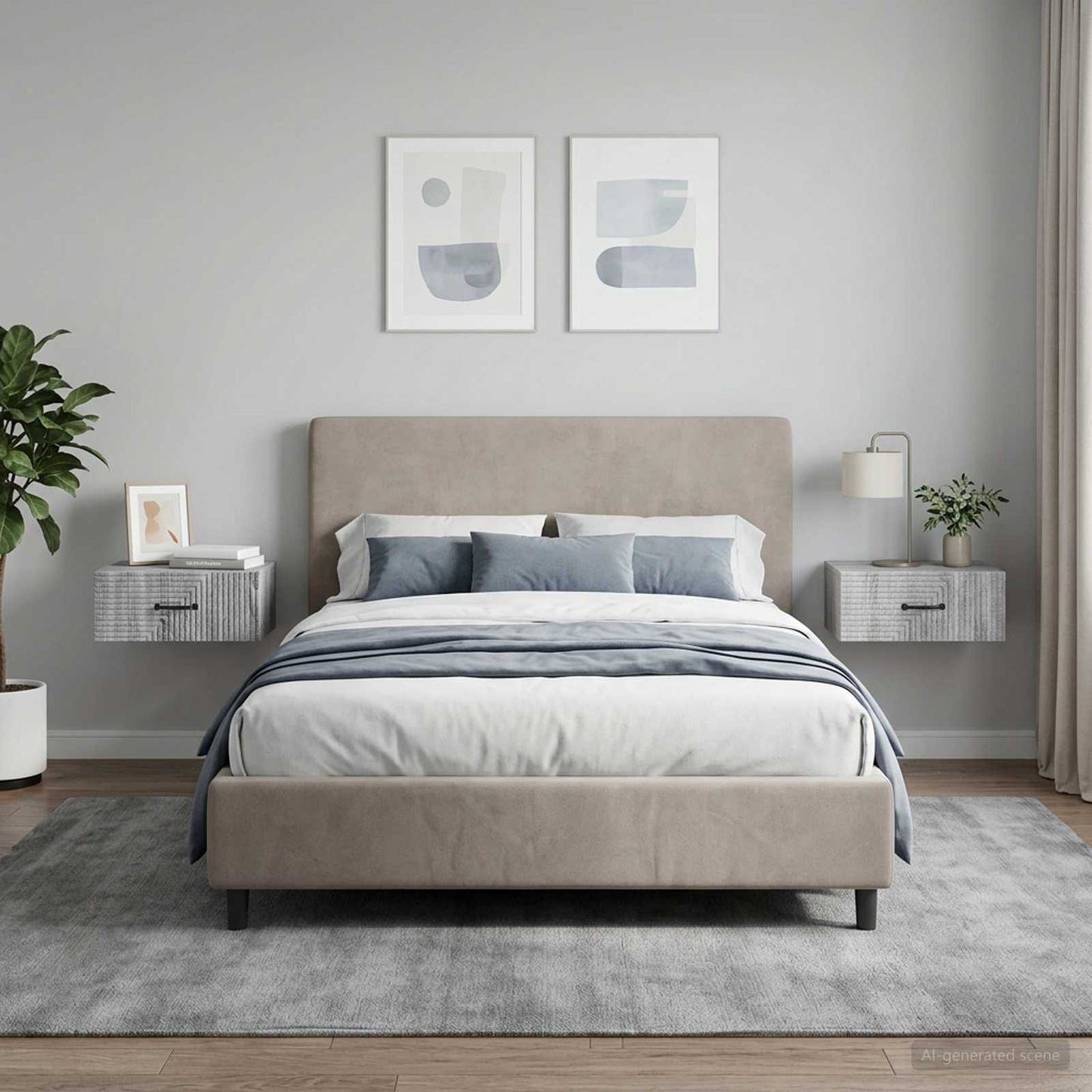 Wall-Mounted Bedside Cabinet 2 pcs Grey Sonoma