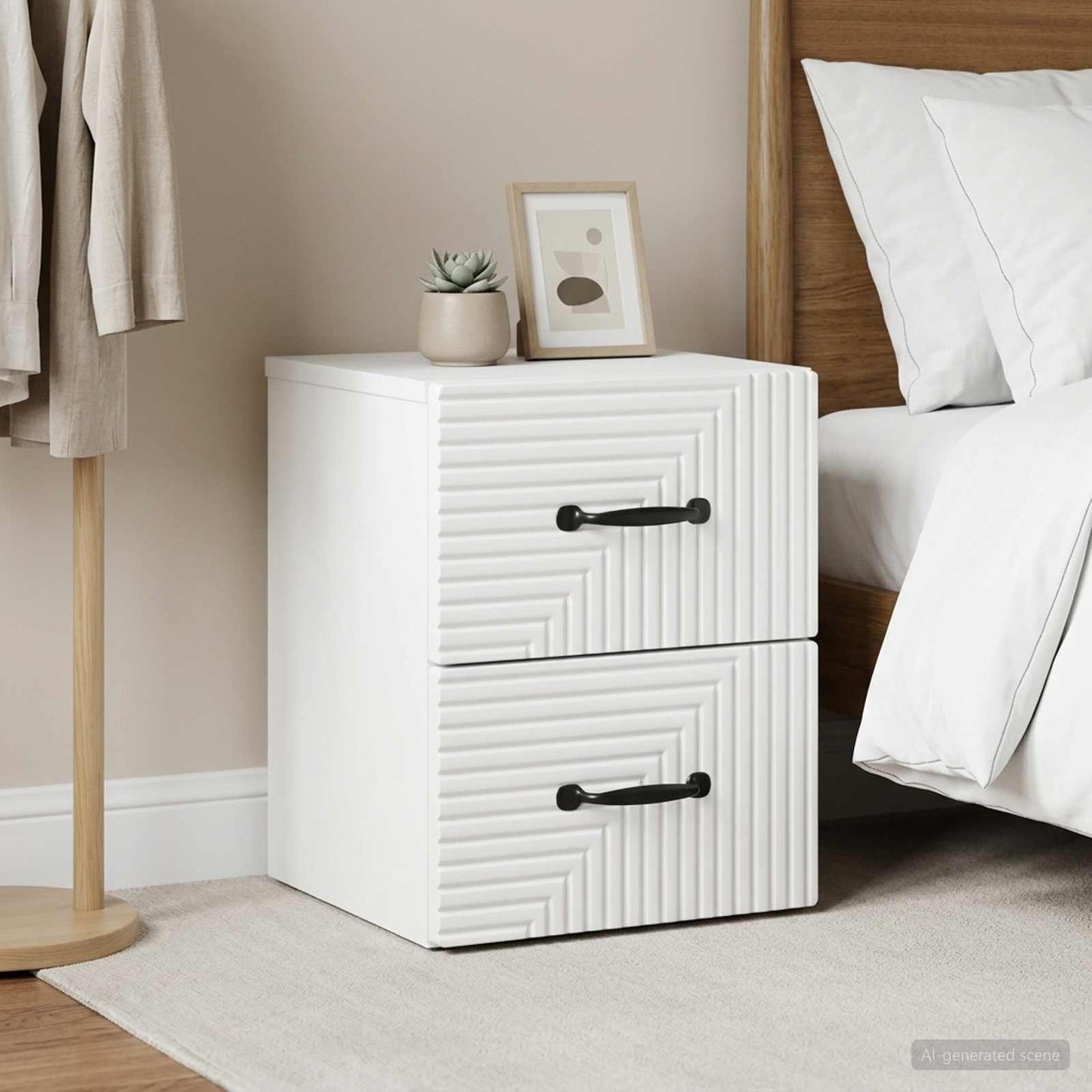 Wall-Mounted Bedside Cabinet 2 pcs White 34.5 x 33 x 40 cm