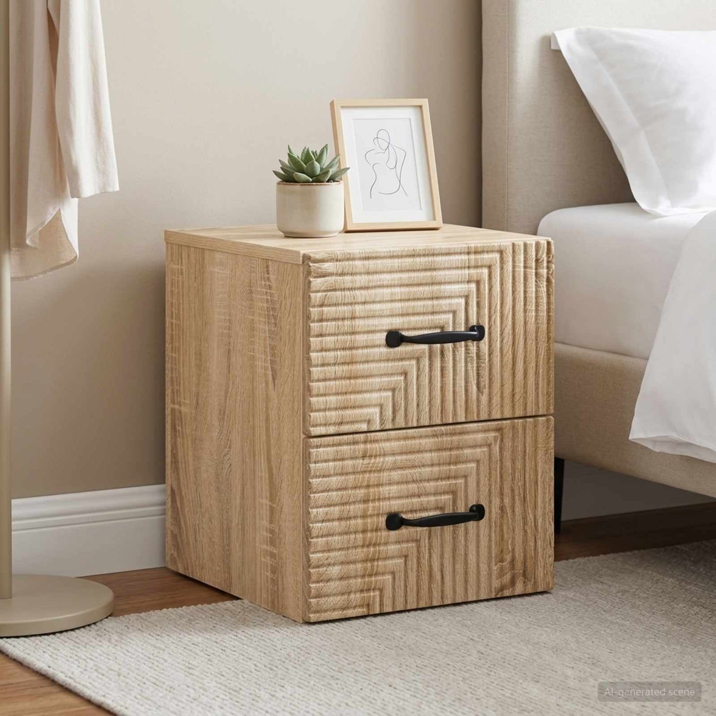 Wall-Mounted Bedside Cabinet 2 pcs Sonoma Oak 34.5 x 33 x 40 cm