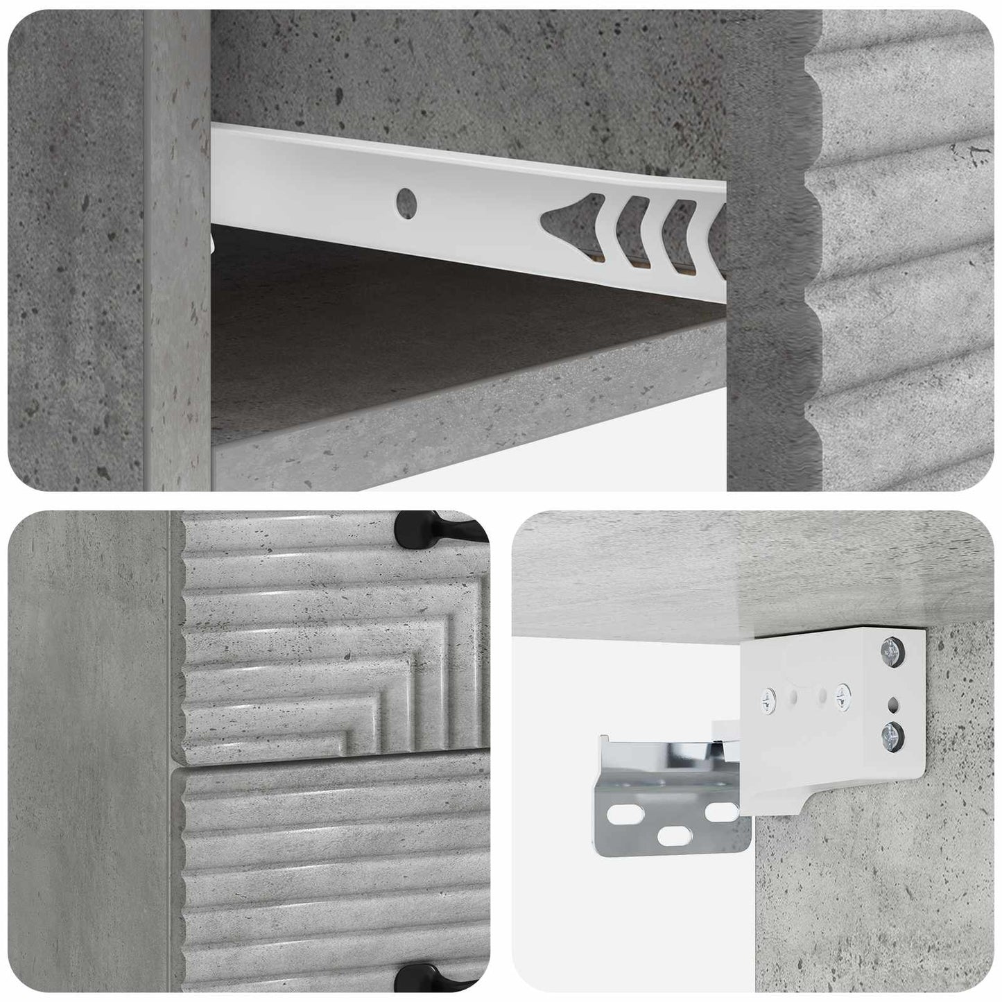 Wall-Mounted Bedside Cabinet with Drawer 2 pcs Concrete Grey