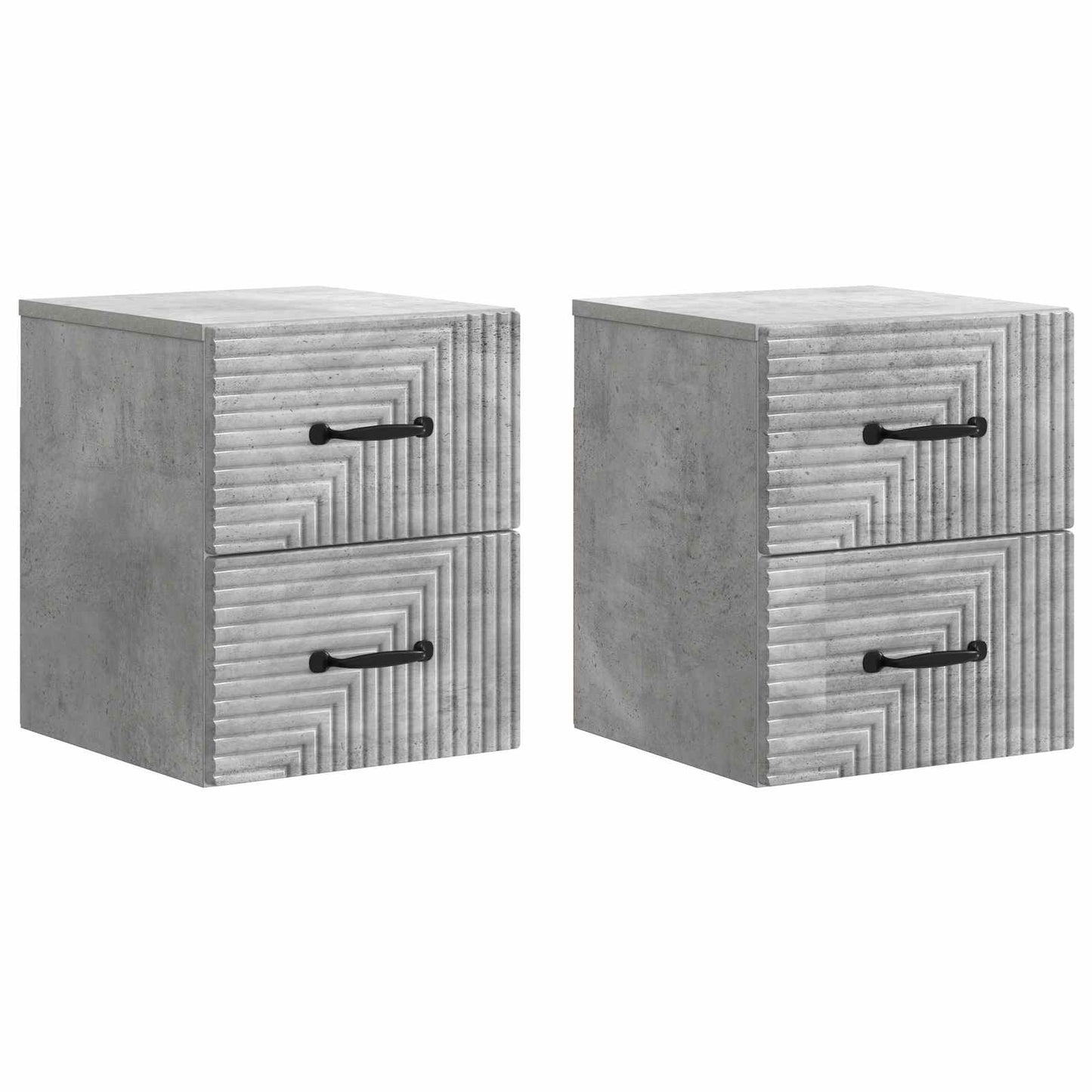 Wall-Mounted Bedside Cabinet with Drawer 2 pcs Concrete Grey