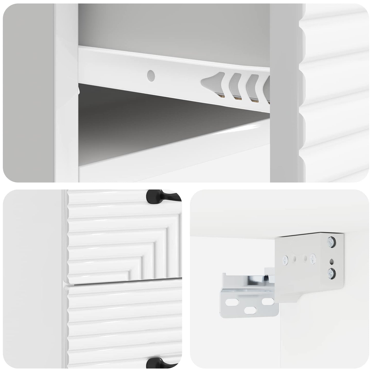 Wall-Mounted Bedside Cabinet with Drawer 2 pcs High Gloss White