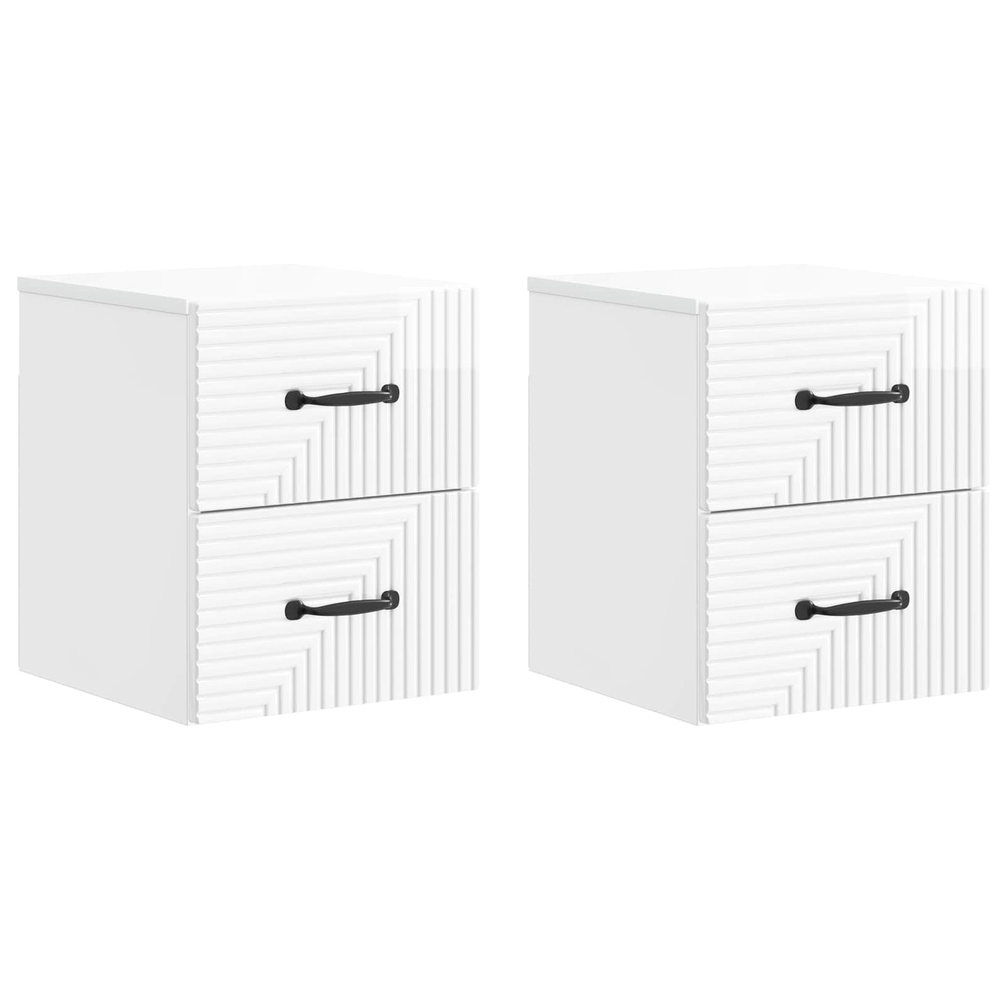 Wall-Mounted Bedside Cabinet with Drawer 2 pcs High Gloss White