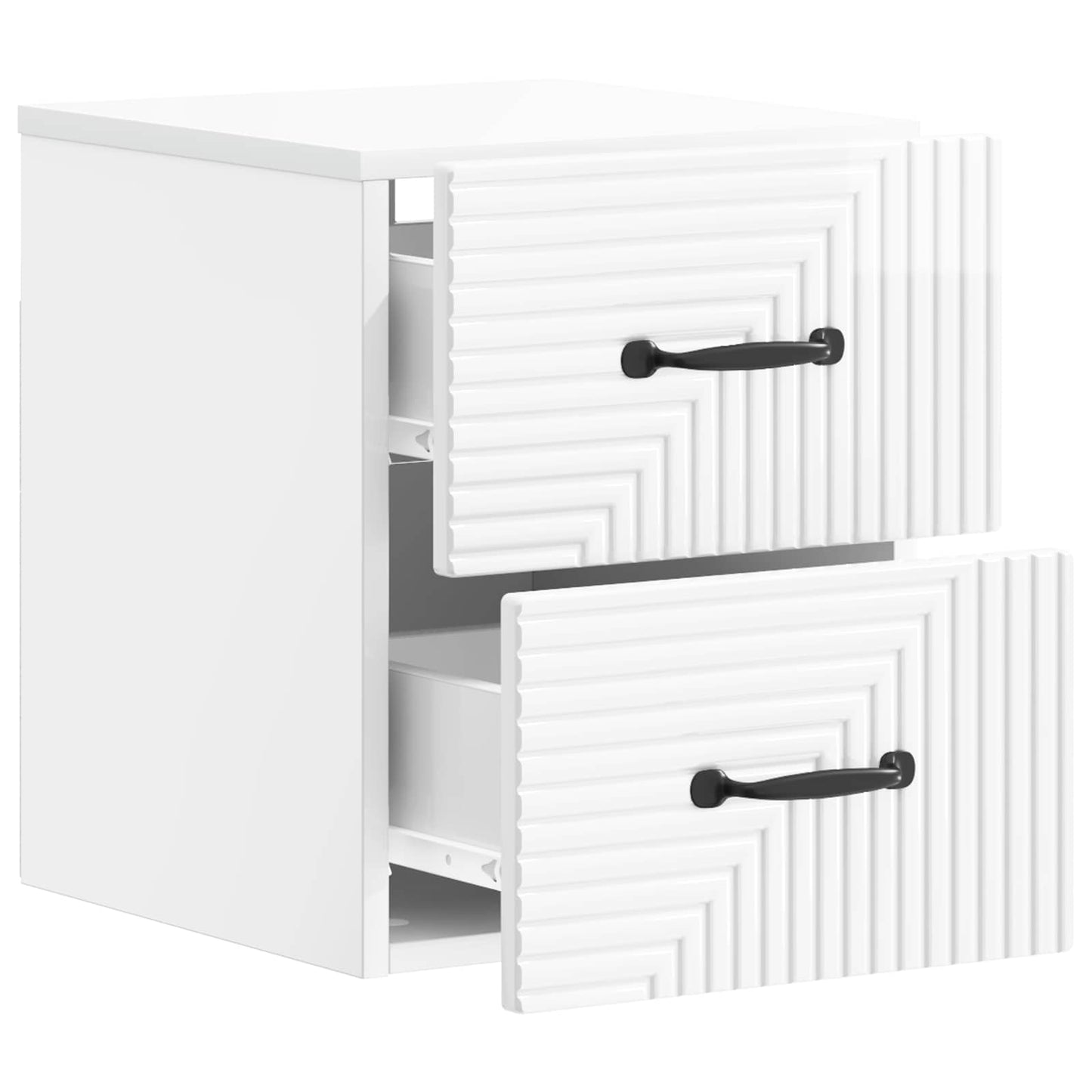 Wall-Mounted Bedside Cabinet with Drawer 2 pcs High Gloss White