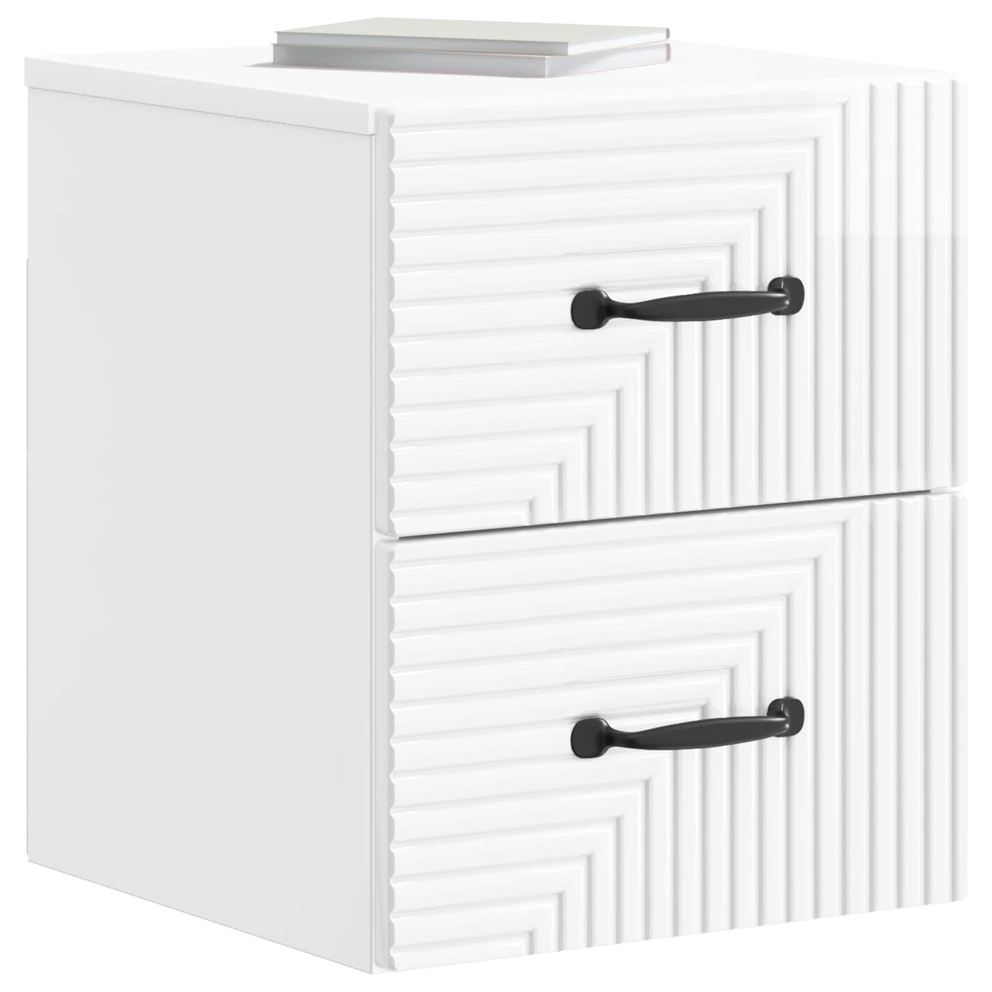 Wall-Mounted Bedside Cabinet with Drawer 2 pcs High Gloss White