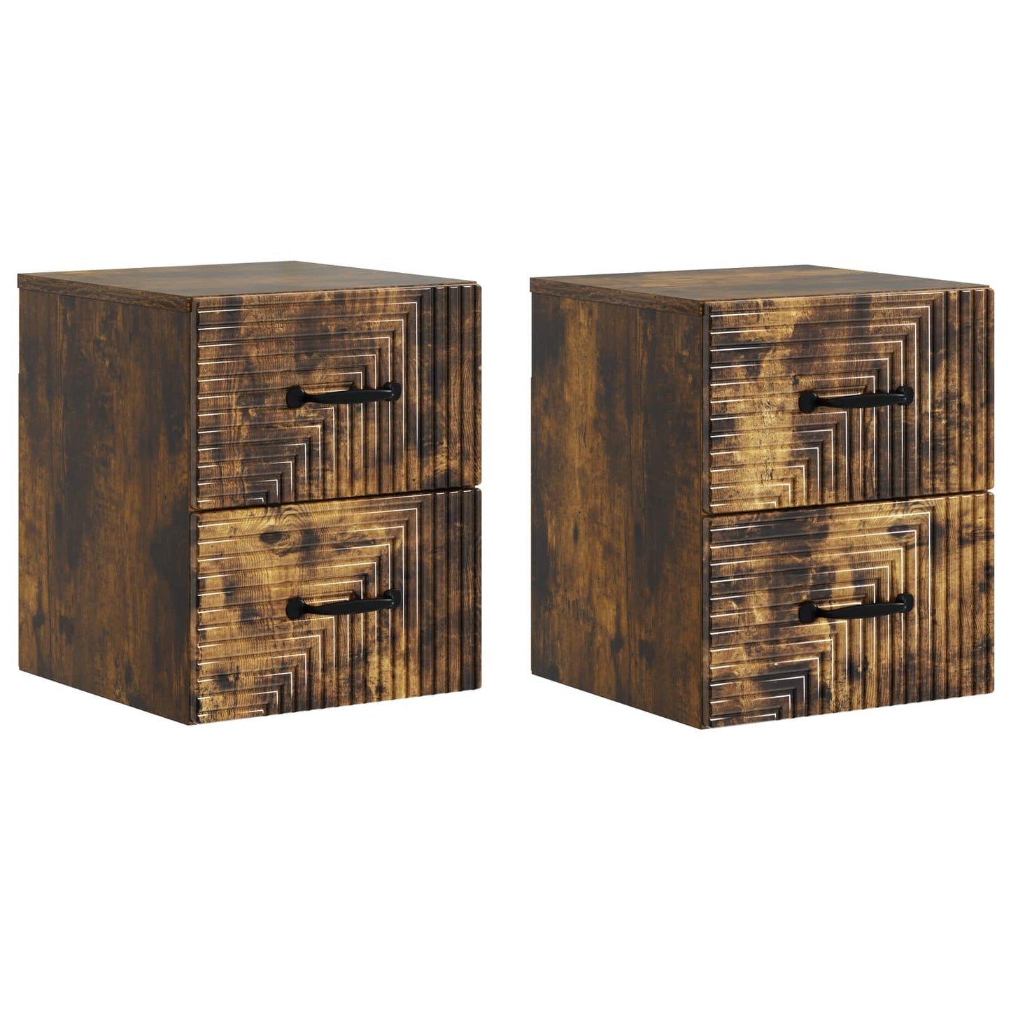 Wall-Mounted Bedside Cabinet 2 pcs Smoked Oak 34.5 x 33 x 40 cm