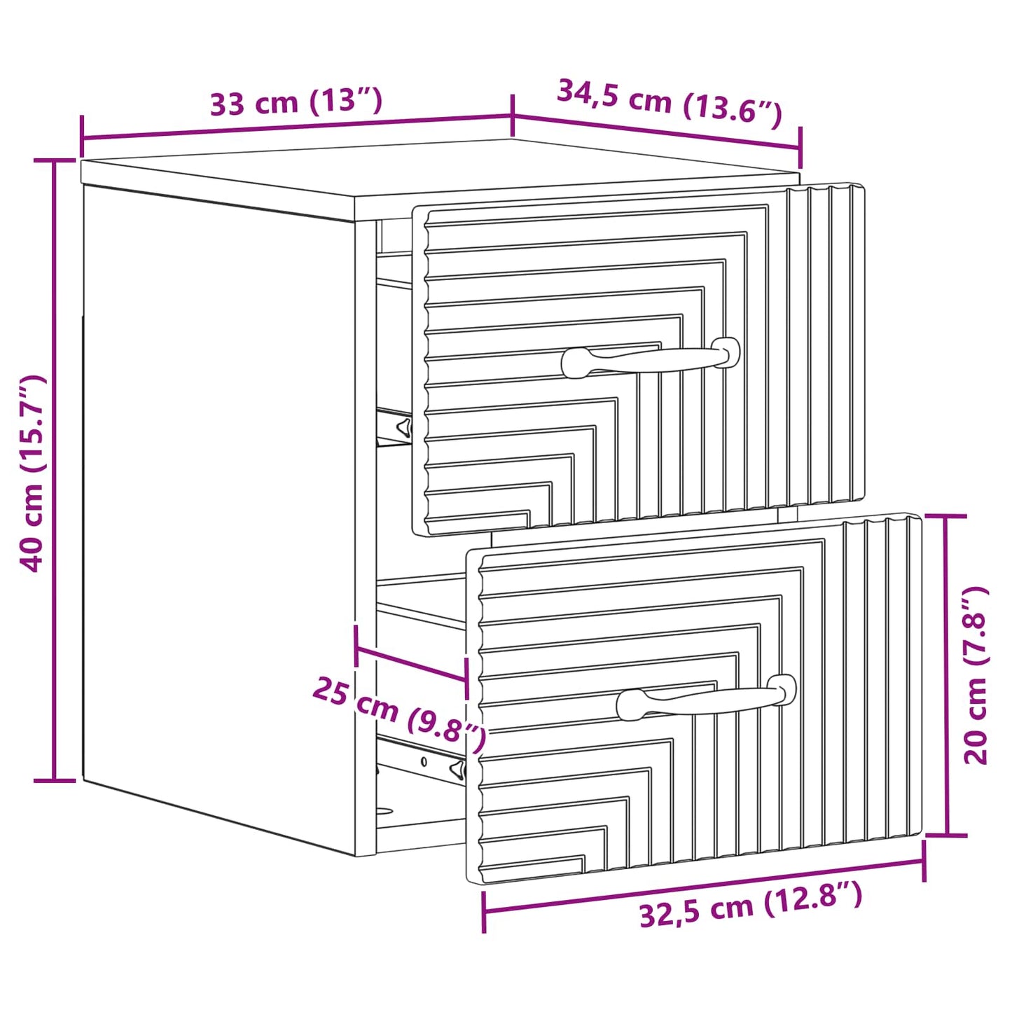 Wall-Mounted Bedside Cabinet 2 pcs Smoked Oak 34.5 x 33 x 40 cm