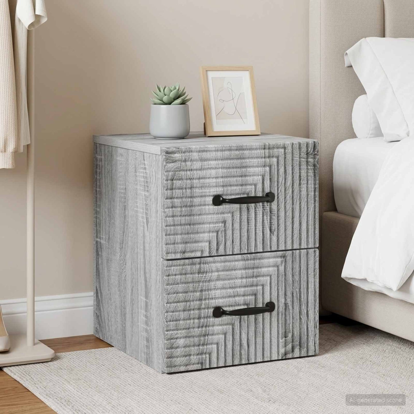 Wall-Mounted Bedside Cabinet 2 pcs Grey Sonoma Engineered Wood