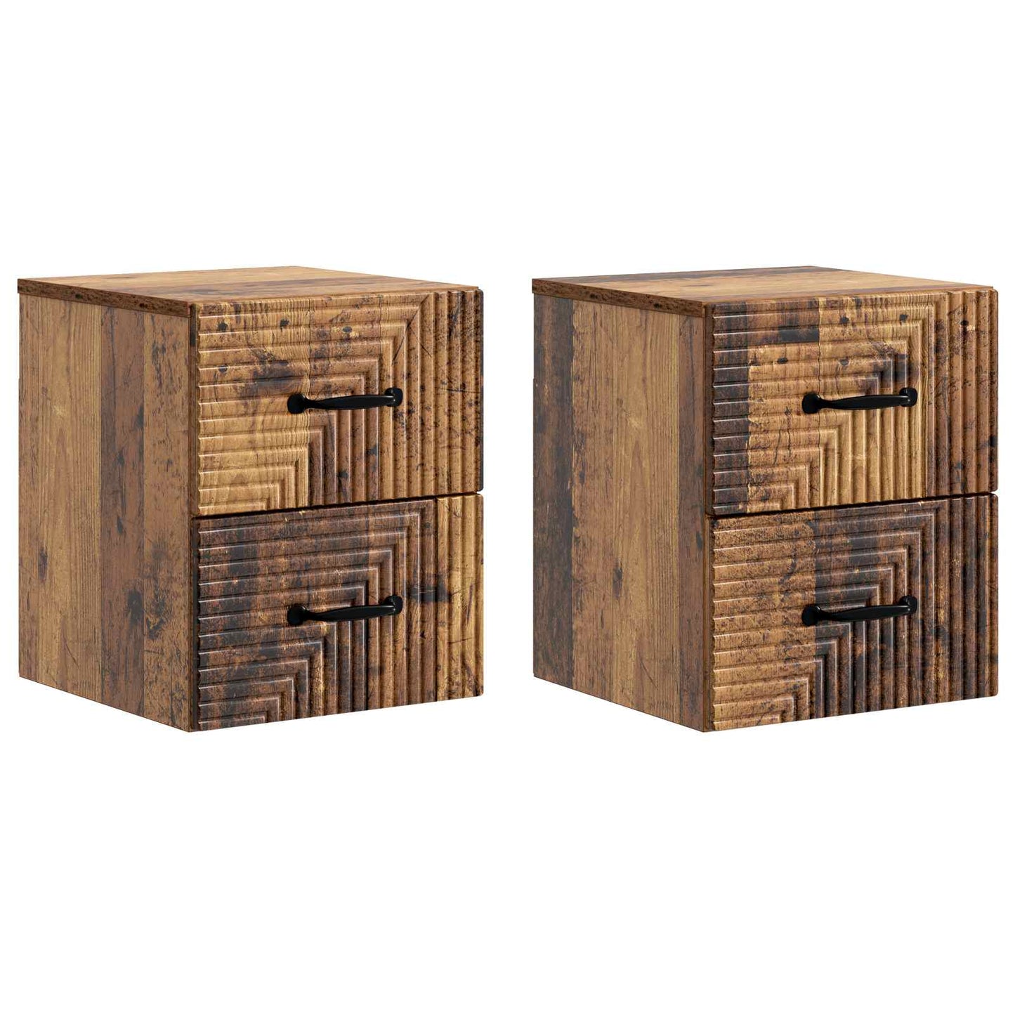 Wall-Mounted Bedside Cabinet 2 pcs Old Wood 34.5 x 33 x 40 cm