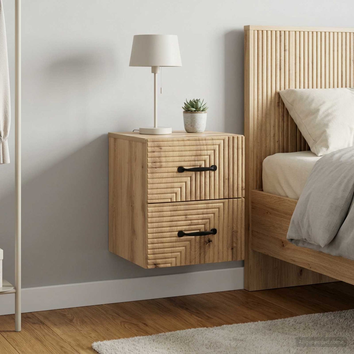 Wall-Mounted Bedside Cabinet 2 pcs Artisan Oak