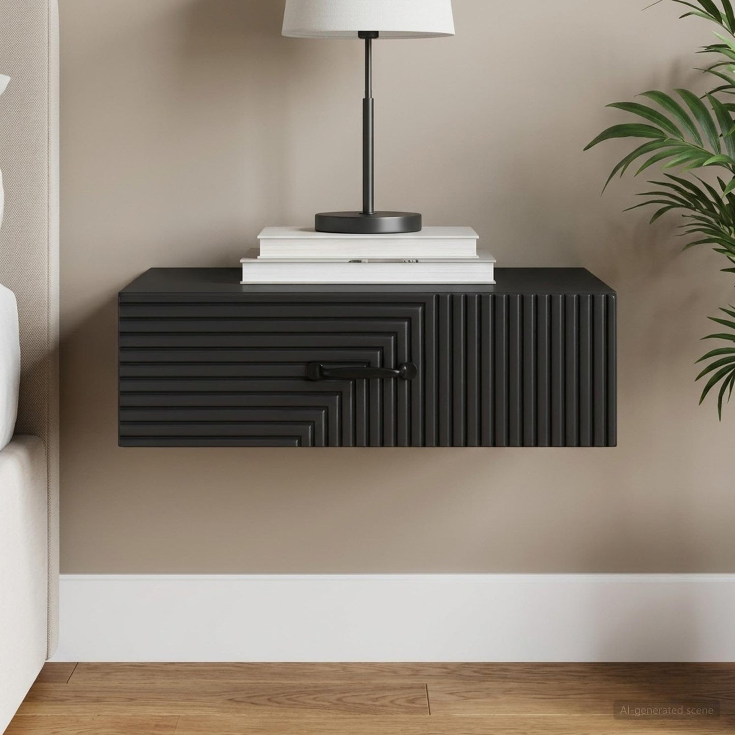 Wall-Mounted Side Table Black 59 x 34.5 x 17 cm Engineered Wood