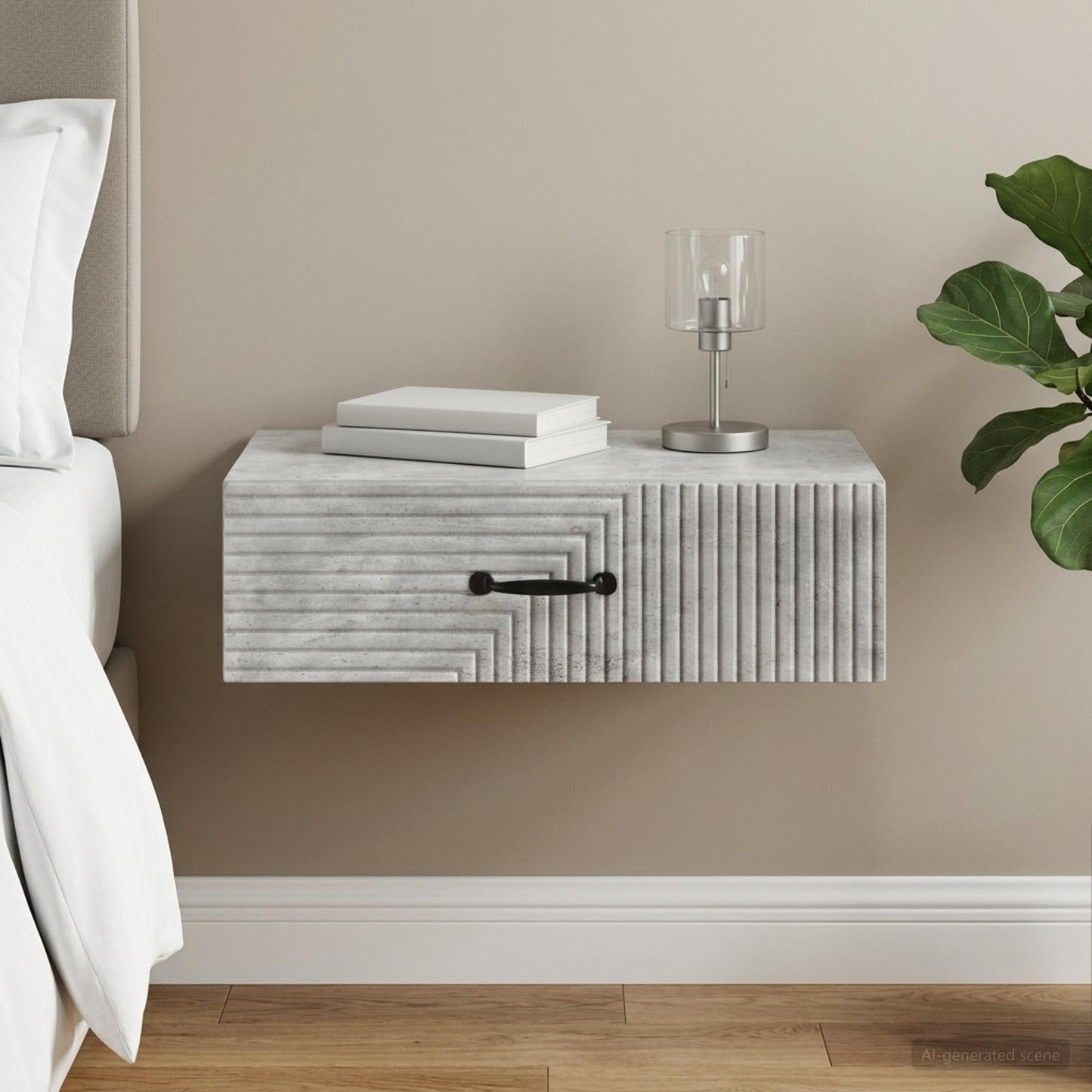 Wall-Mounted Side Table Concrete Grey 59 x 34.5 x 17 cm