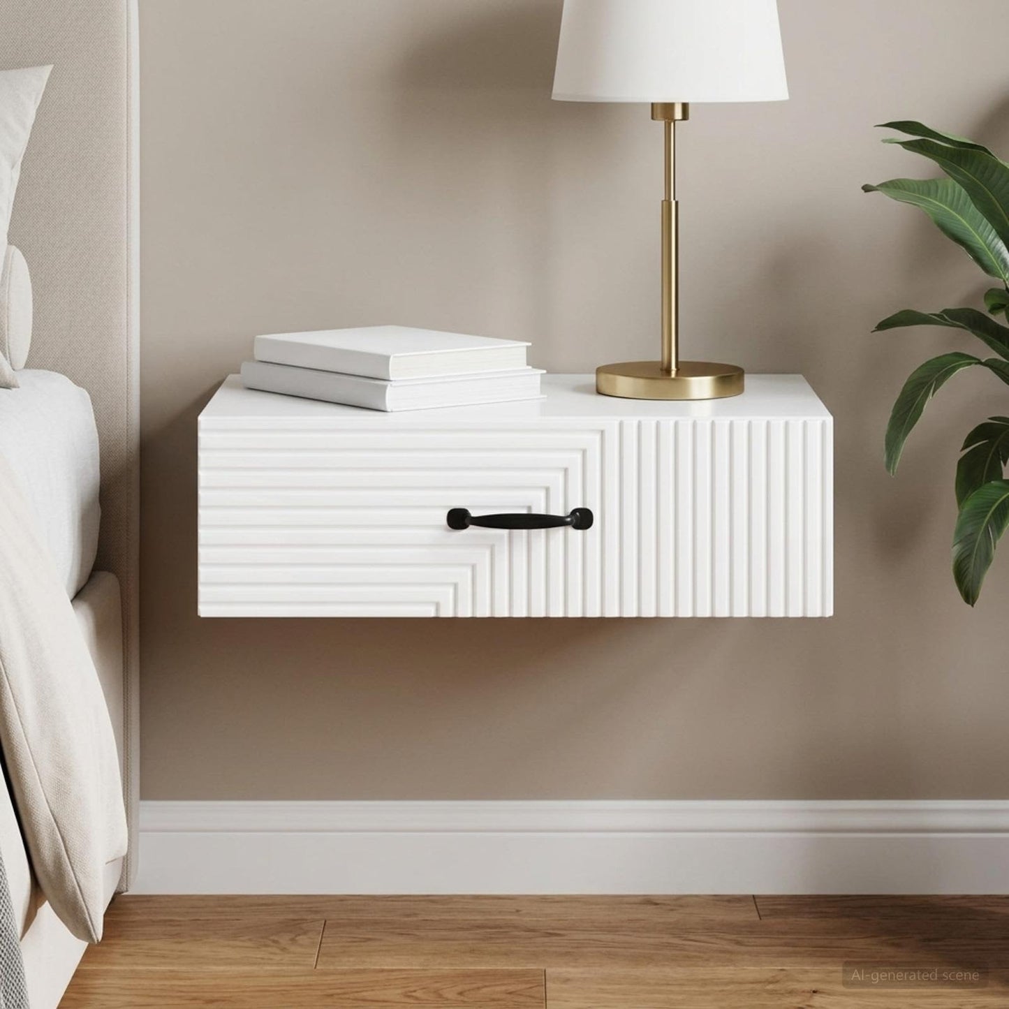 Wall-Mounted Side Table High Gloss White 59 x 34.5 x 17 cm