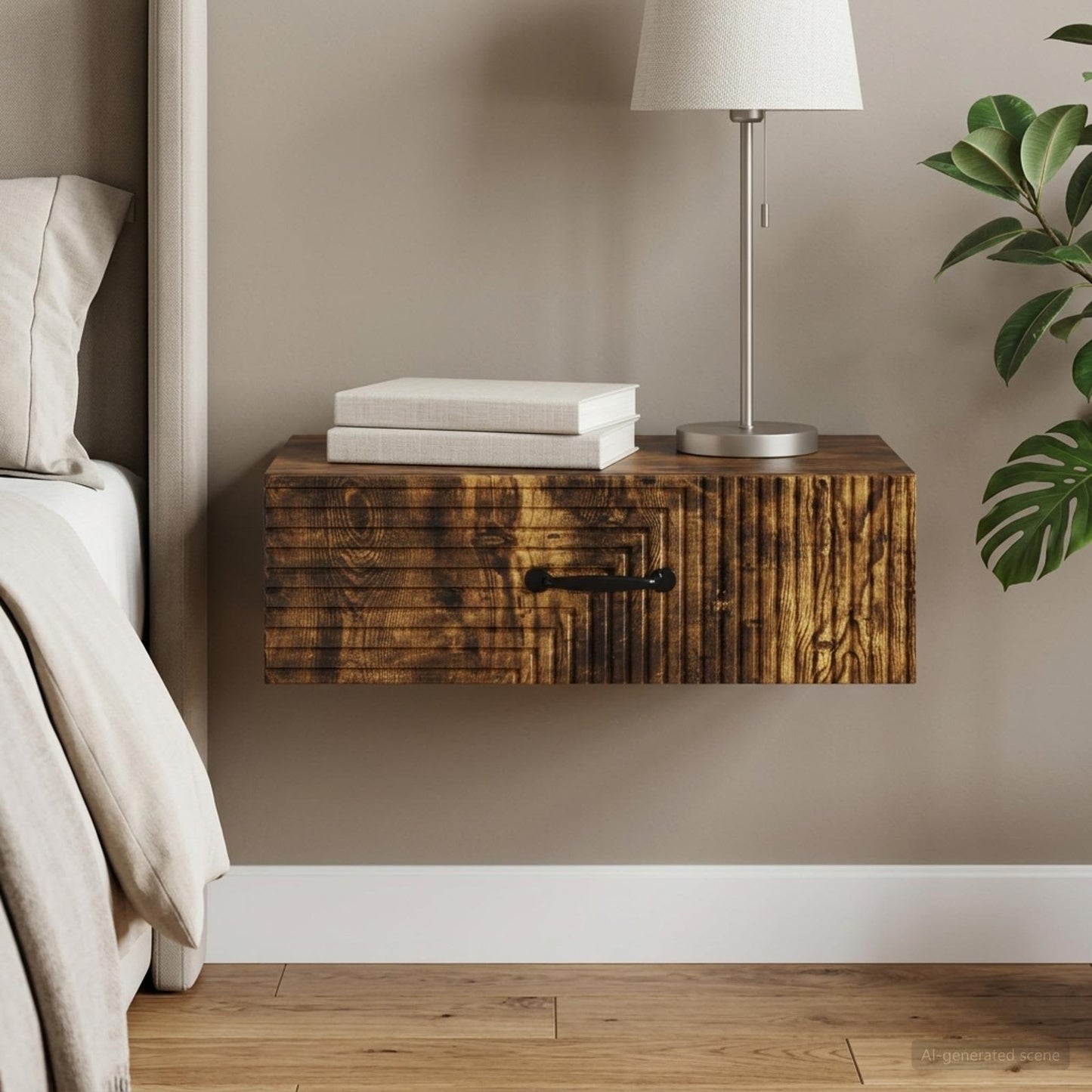 Wall-Mounted Side Table Smoked Oak 59 x 34.5 x 17 cm