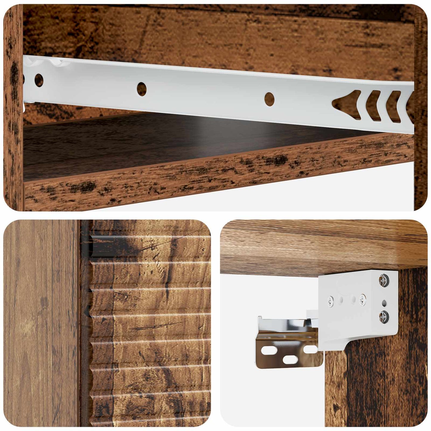 Wall-Mounted Side Table Wall-mounted Old Wood 59 x 34.5 x 17 cm