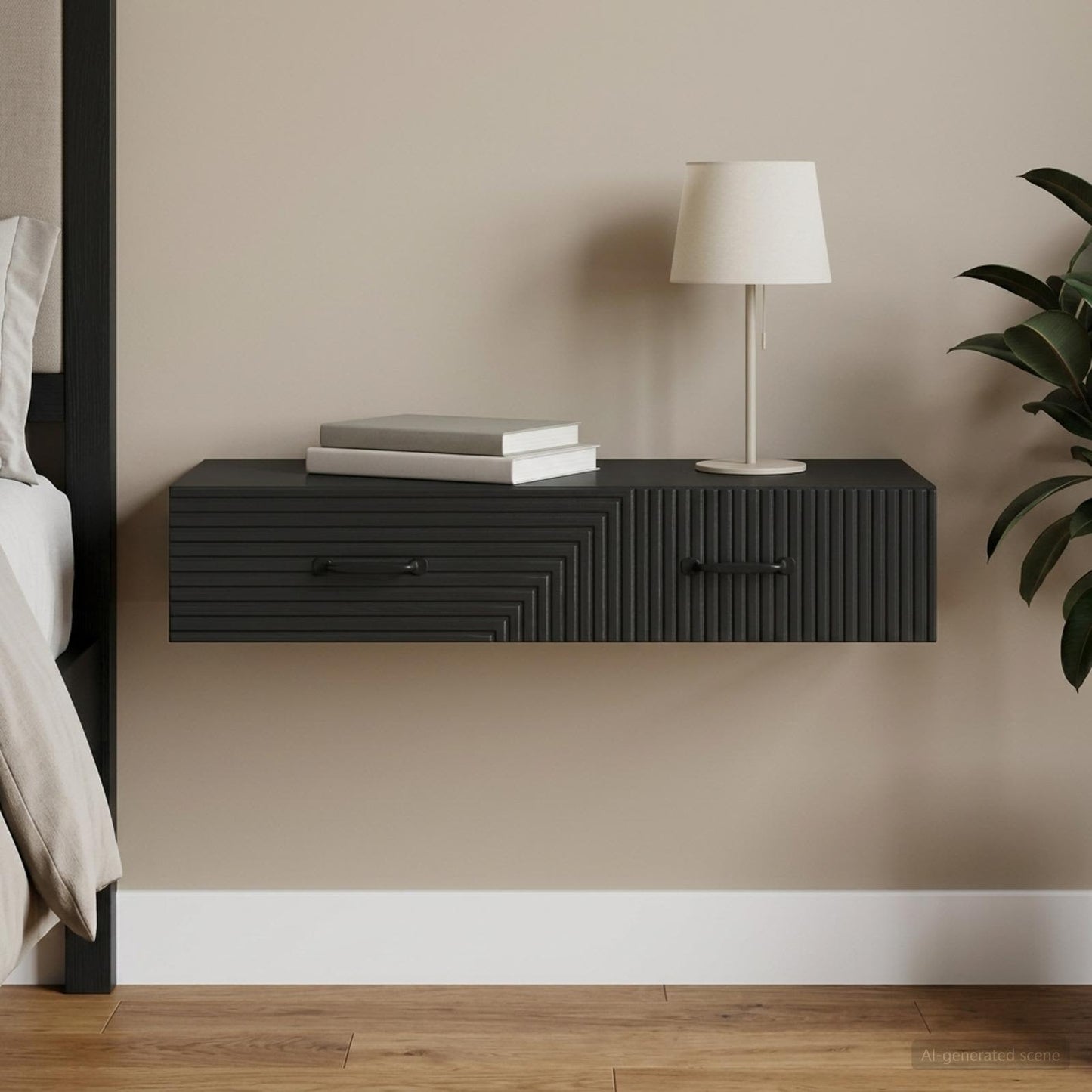 Wall-Mounted Side Table Wall-mounted Black 87.5 x 34.5 x 17 cm