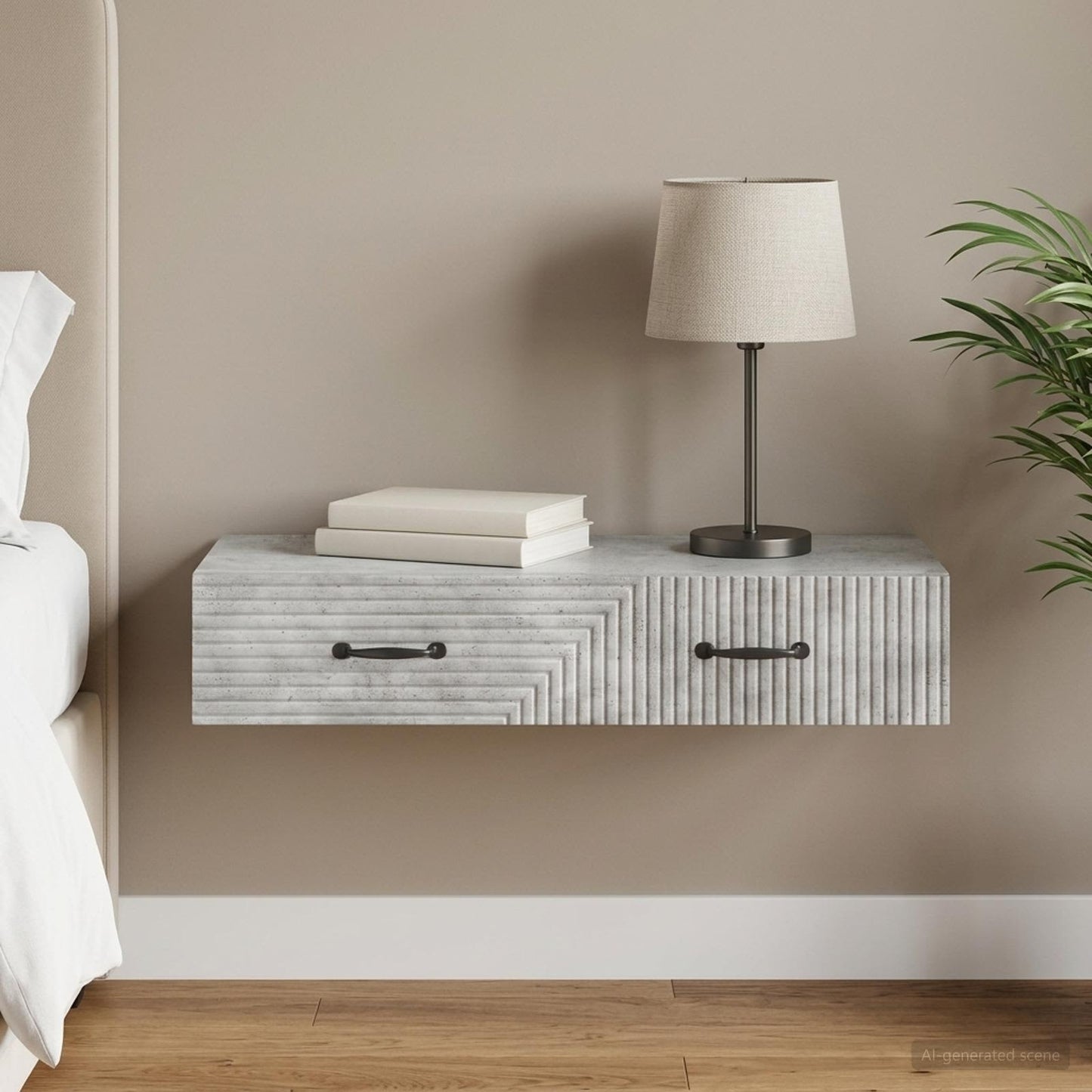 Wall-Mounted Side Table Concrete Grey 87.5 x 34.5 x 17 cm