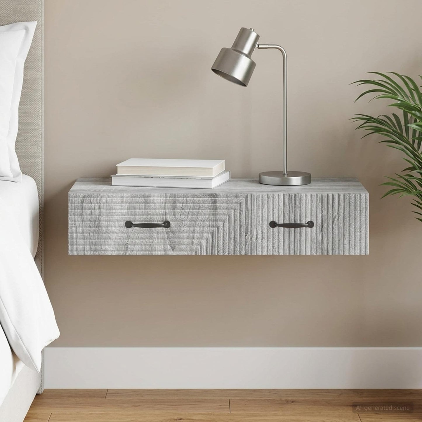 Wall-Mounted Side Table Grey Sonoma 87.5 x 34.5 x 17 cm