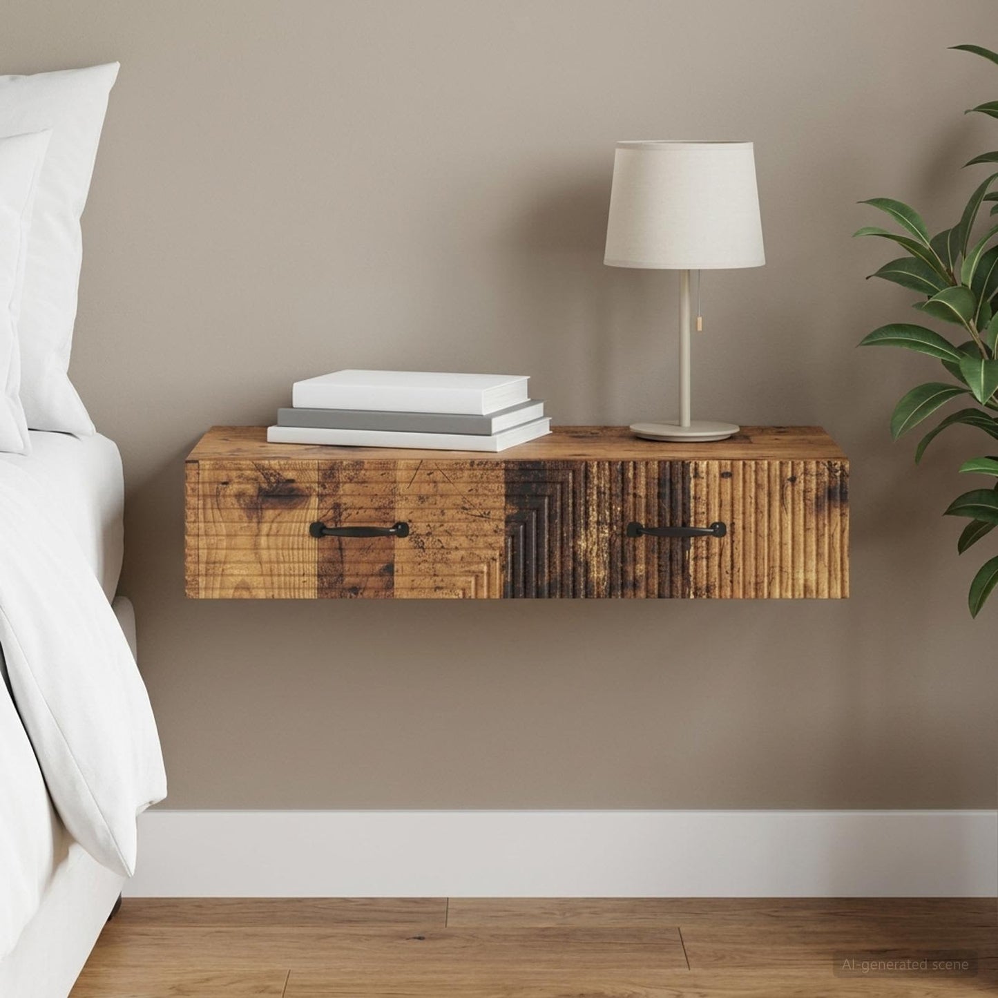 Wall-Mounted Side Table Old Wood 87.5 x 34.5 x 17 cm
