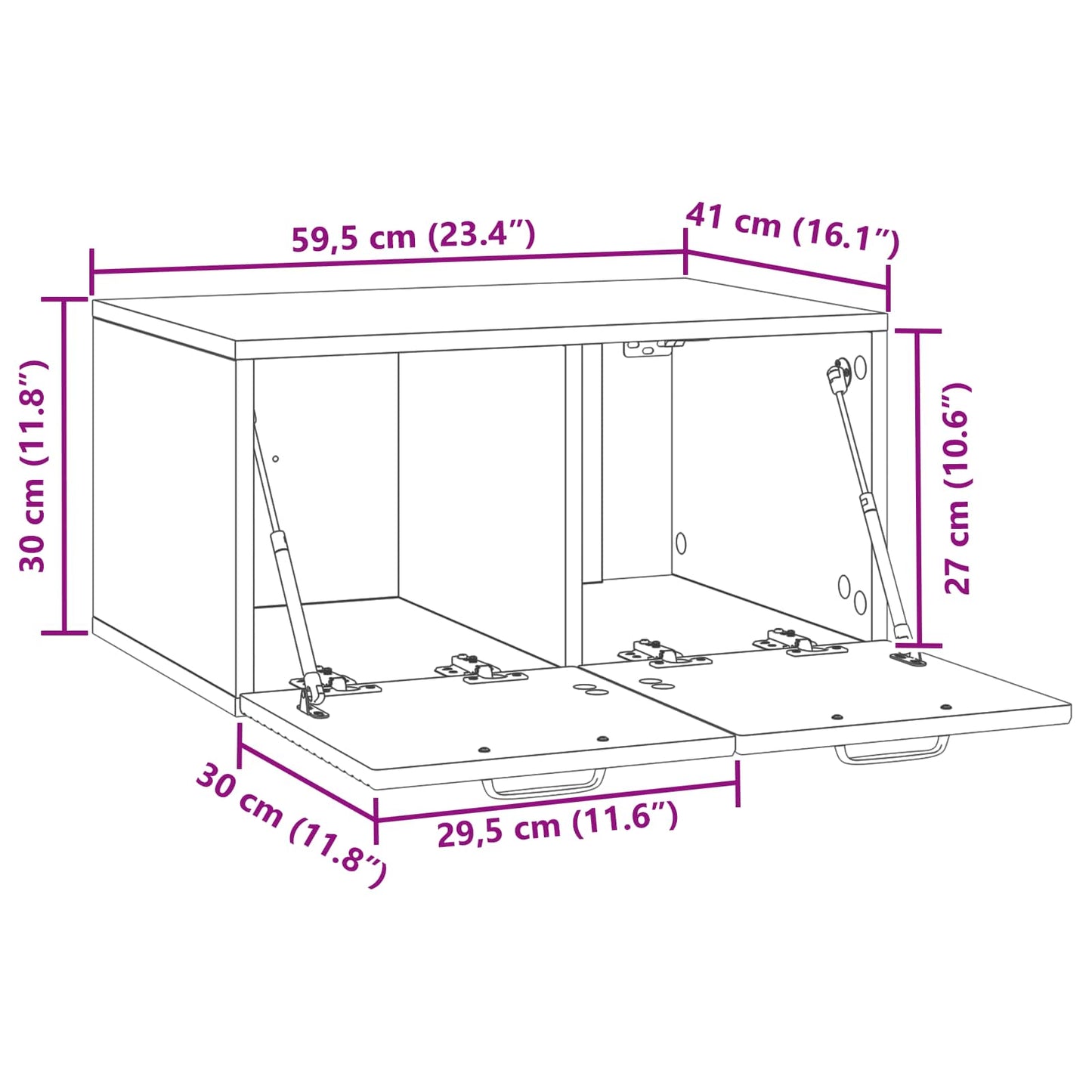 Wall-Mounted TV Cabinet Concrete Grey 59.5 x 41 x 30 cm