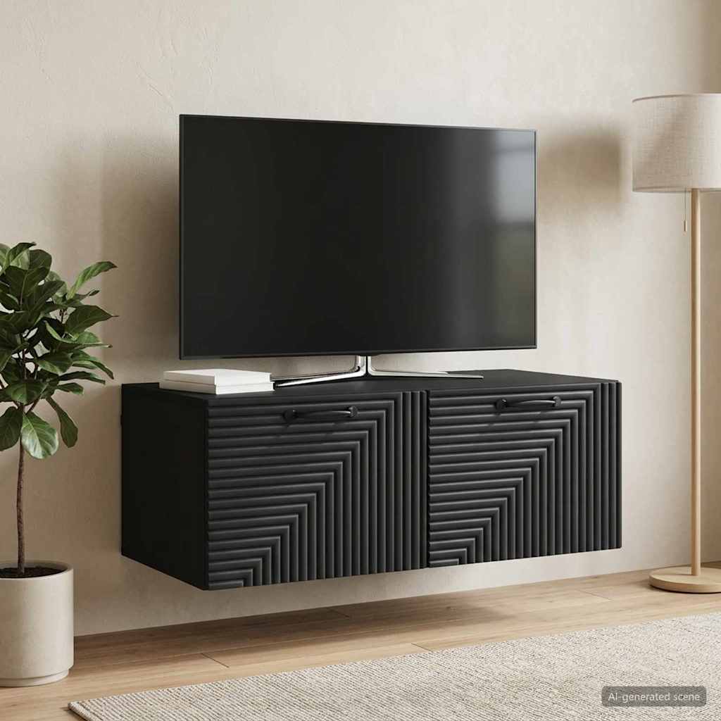 Wall-Mounted TV Cabinet Black 78.5 x 41 x 30 cm Engineered Wood