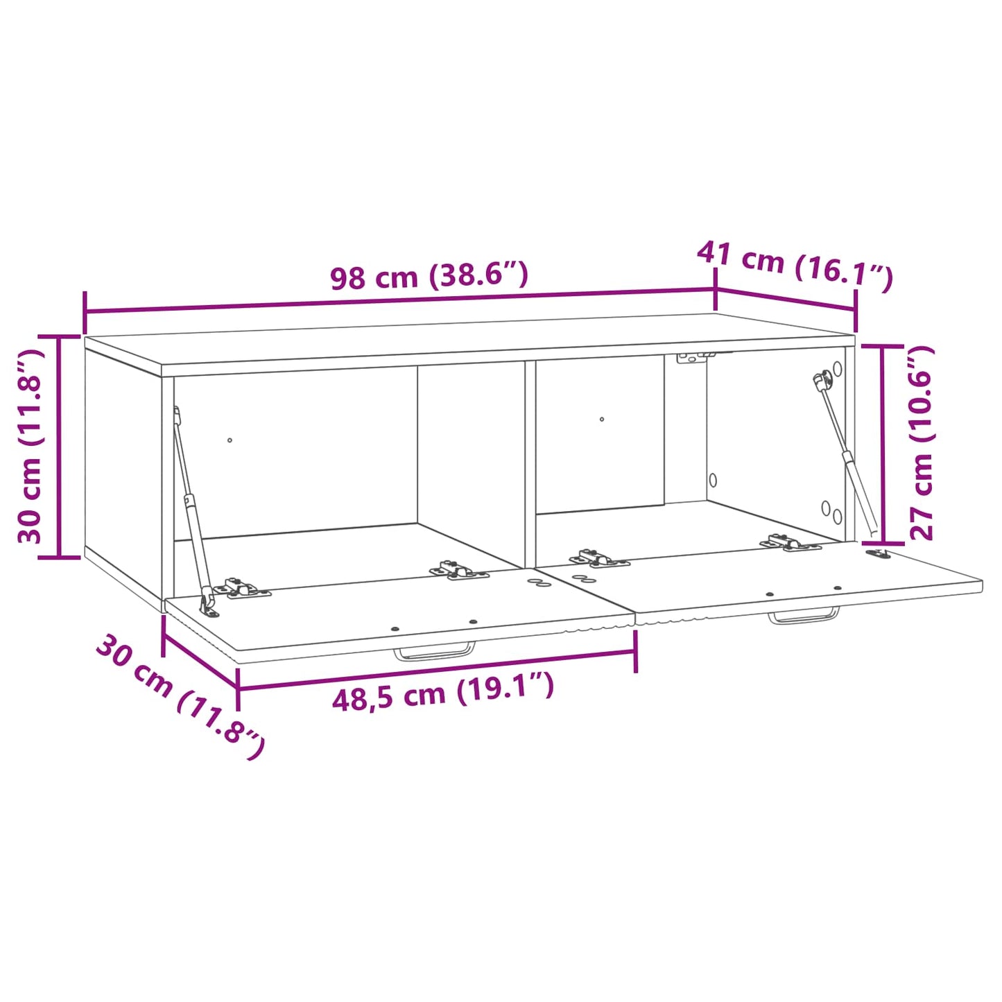 Wall-Mounted TV Cabinet Wall-mounted Old Wood 98 x 41 x 30 cm
