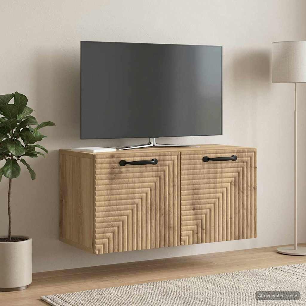 Wall-Mounted TV Cabinet 59.5 x 31 x 30 cm Artisan Oak