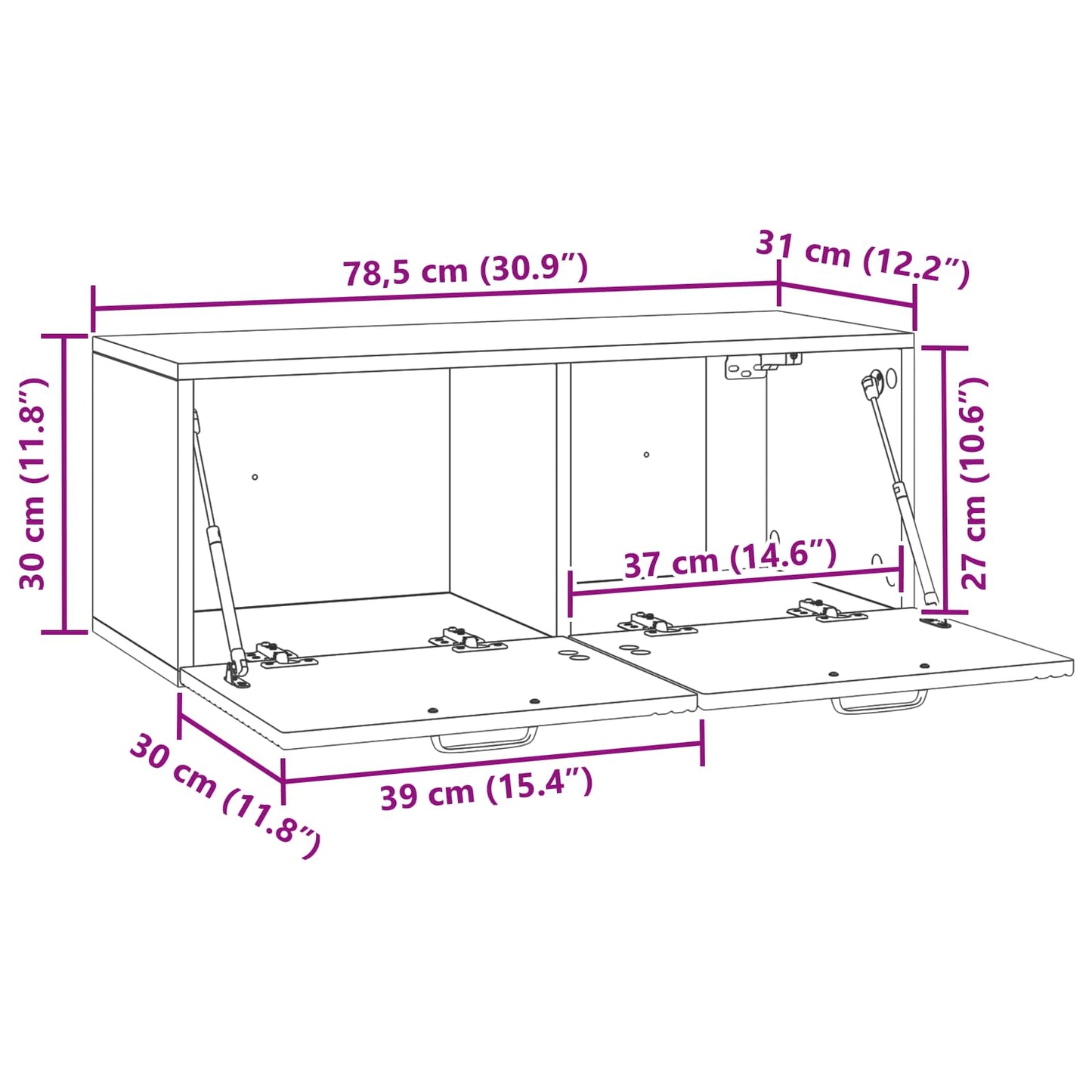 Wall-Mounted TV Cabinet Wall-mounted Old Wood 78.5 x 31 x 30 cm