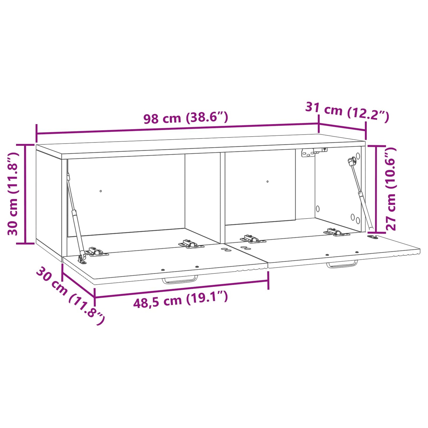 Wall-Mounted TV Cabinet Wall-mounted Smoked Oak 98 x 31 x 30 cm