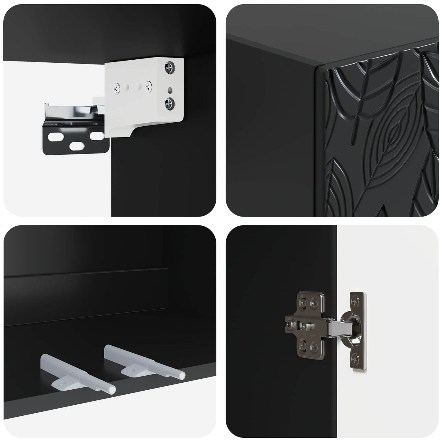 Wall-Mounted Cabinet Black 66 x 34.5 x 90 cm Engineered Wood