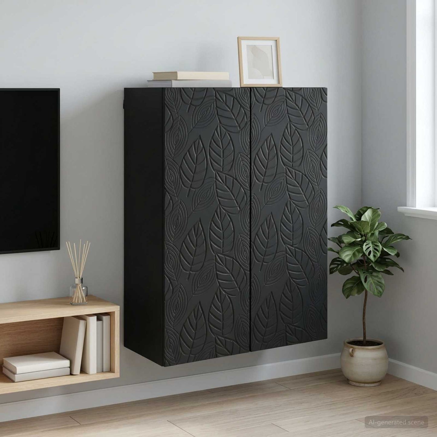 Wall-Mounted Cabinet Black 66 x 34.5 x 90 cm Engineered Wood