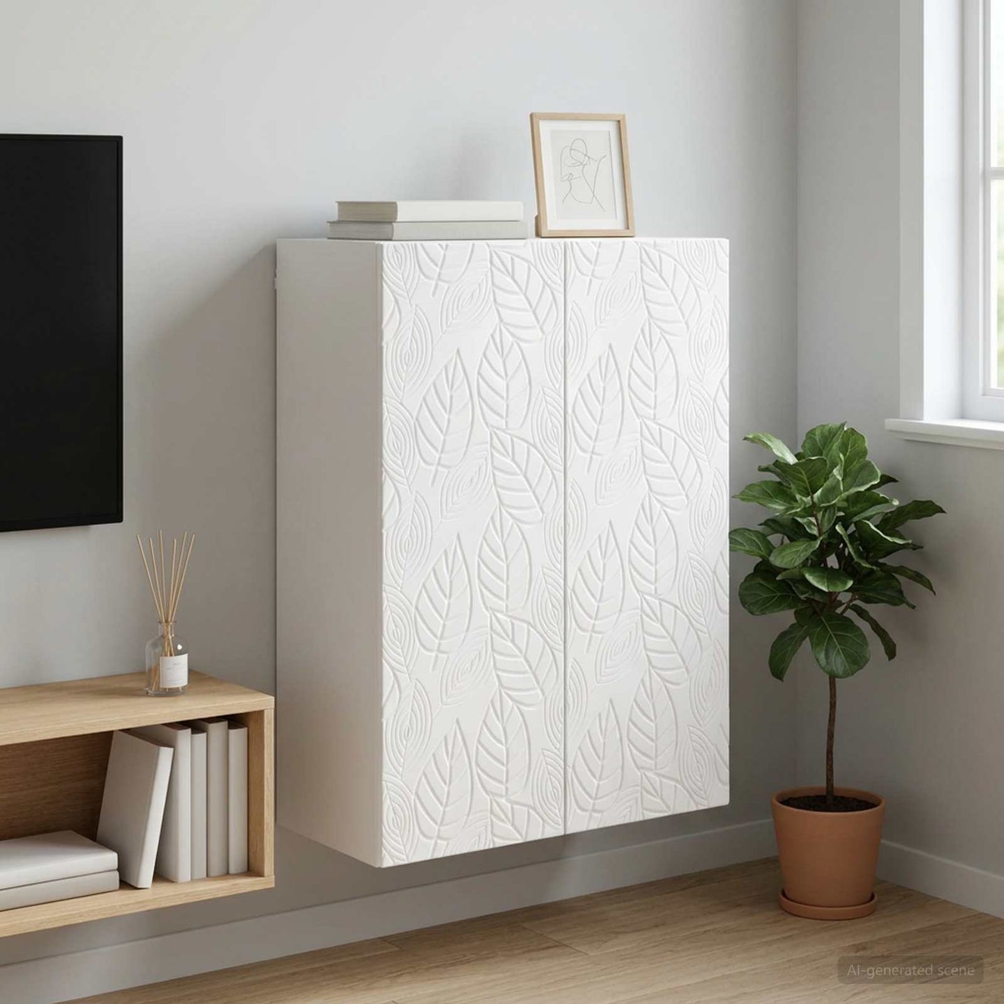 Wall-Mounted Cabinet High Gloss White 66 x 34.5 x 90 cm