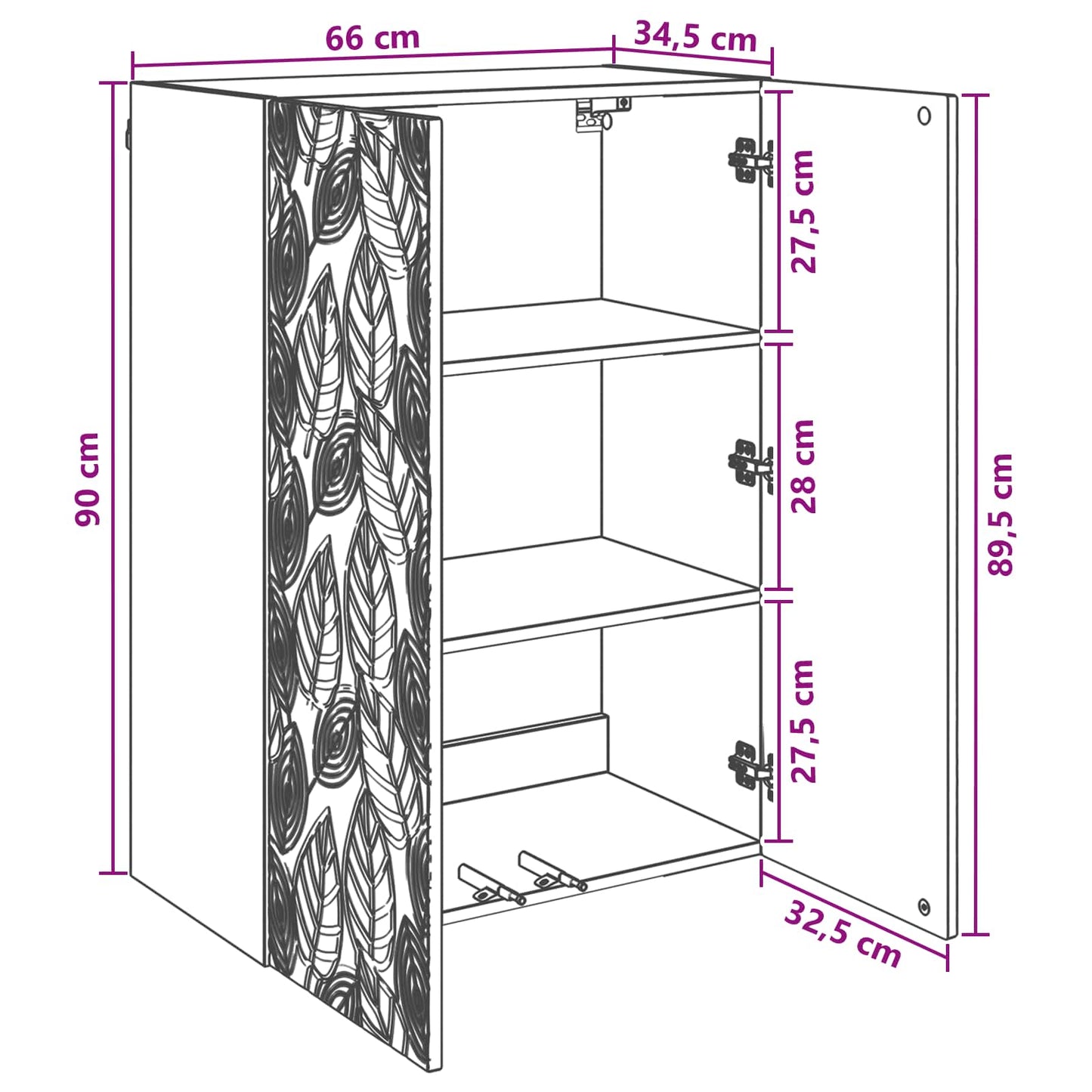 Wall-Mounted Cabinet Smoked Oak 66 x 34.5 x 90 cm