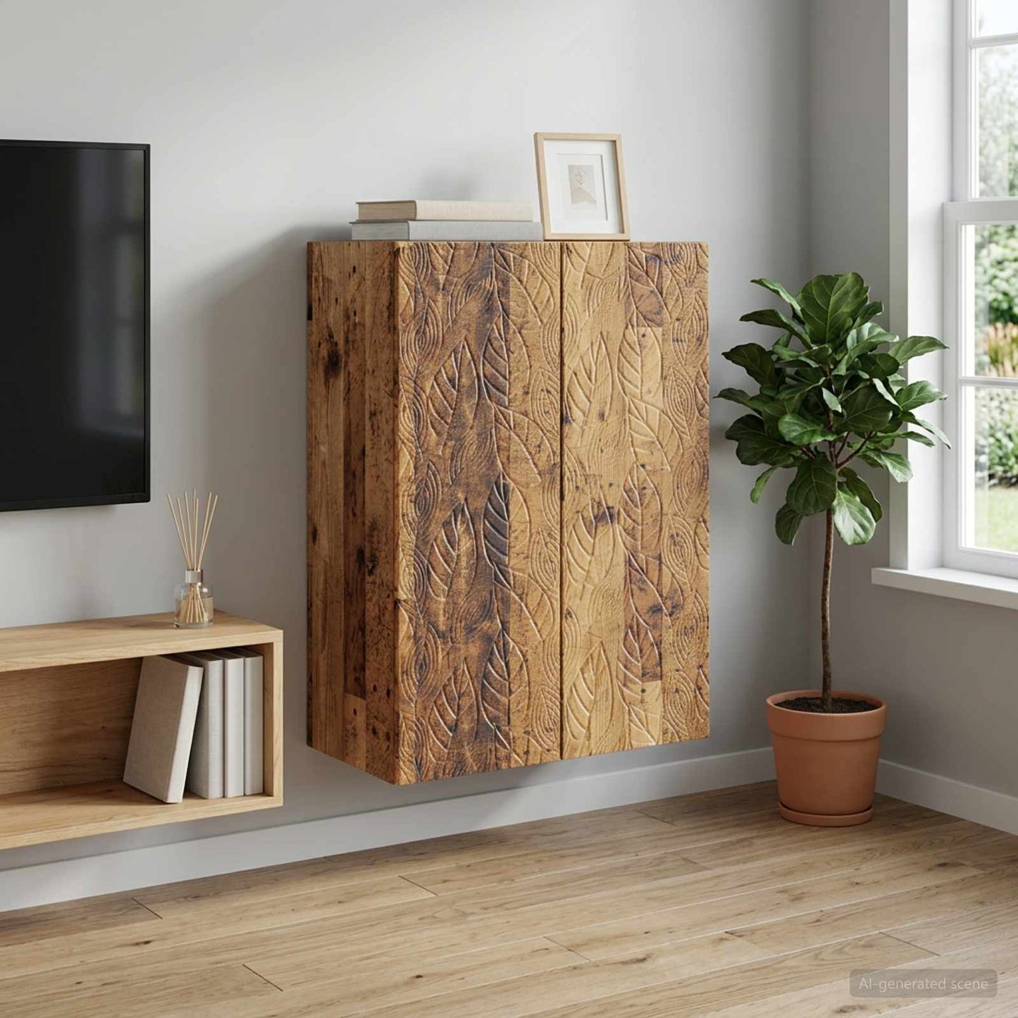 Wall-Mounted Cabinet Old Wood 66 x 34.5 x 90 cm Engineered Wood