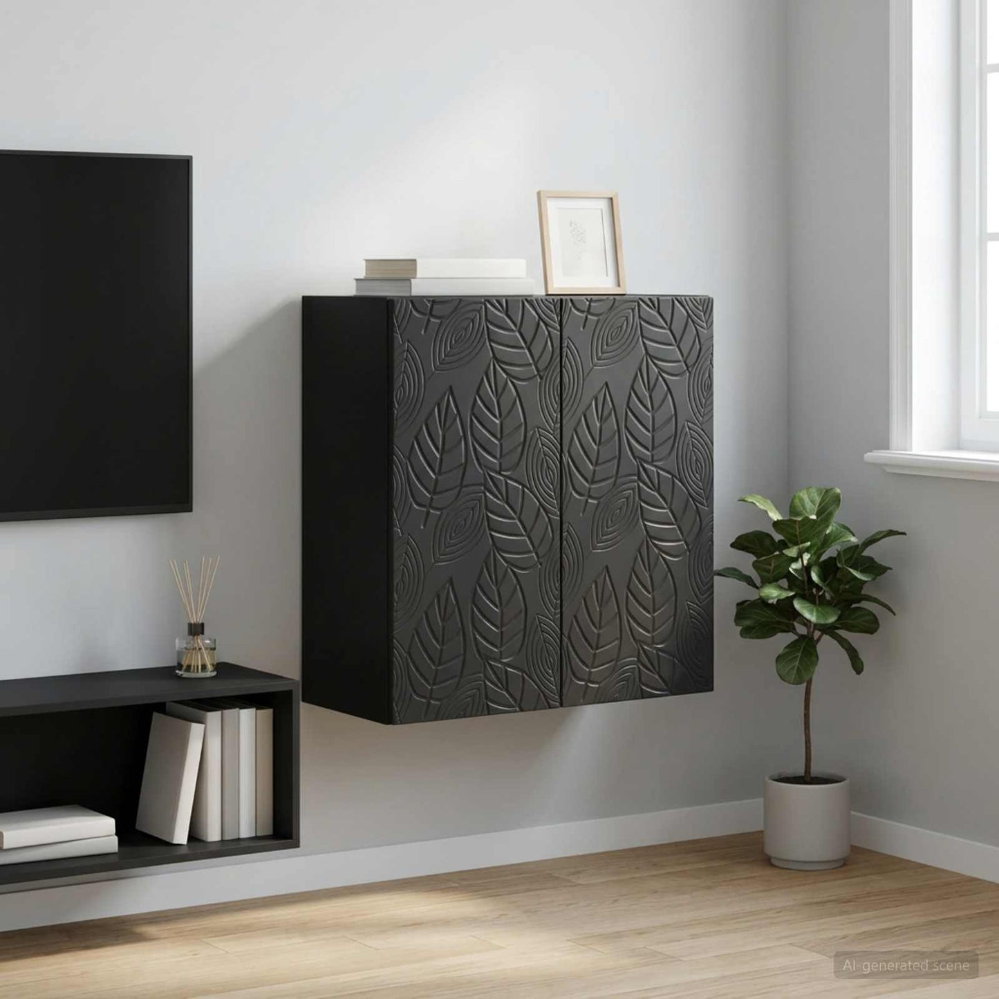 Wall-Mounted Cabinet Black 59 x 31 x 60 cm Engineered Wood