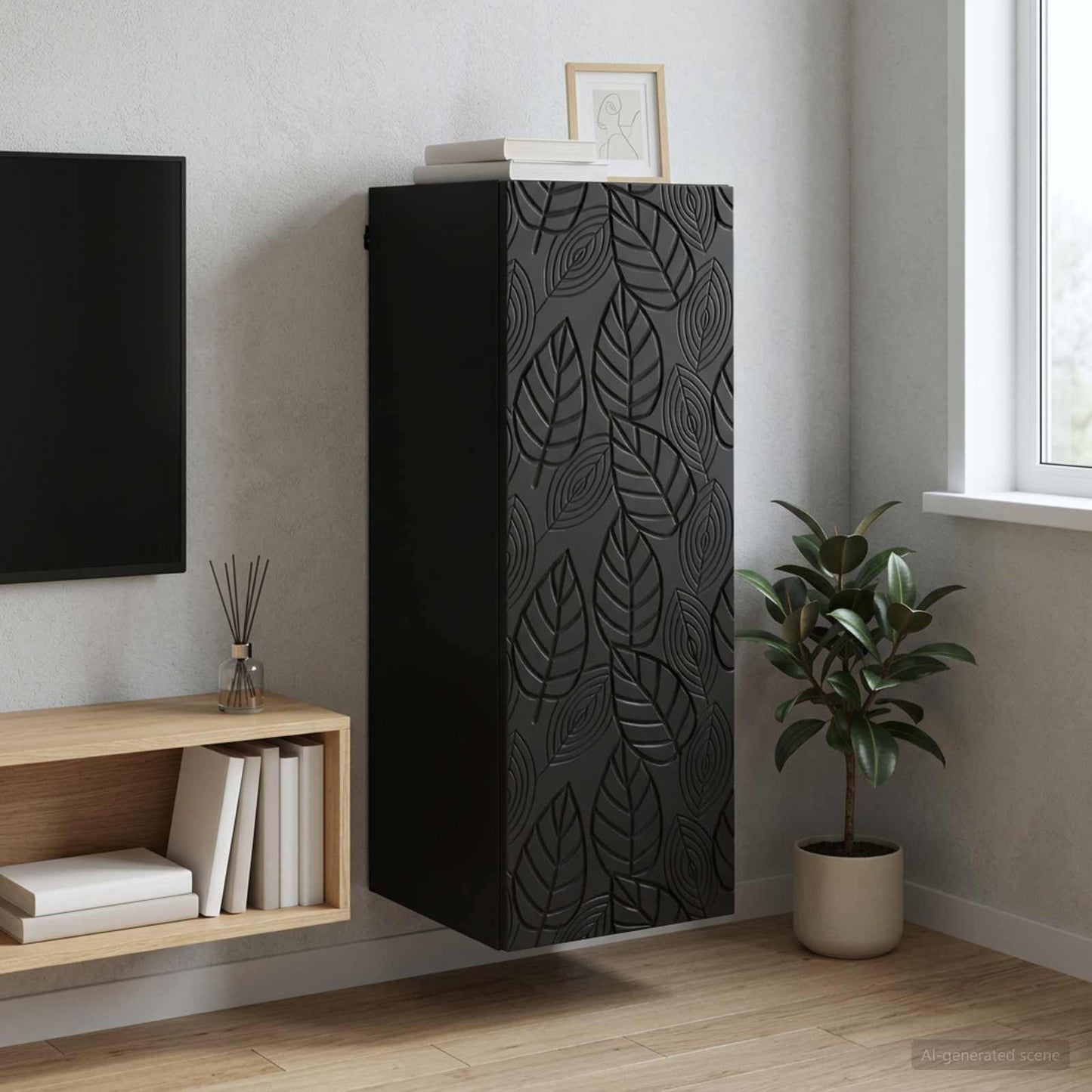 Wall-Mounted Cabinet Black 33 x 34.5 x 90 cm Engineered Wood