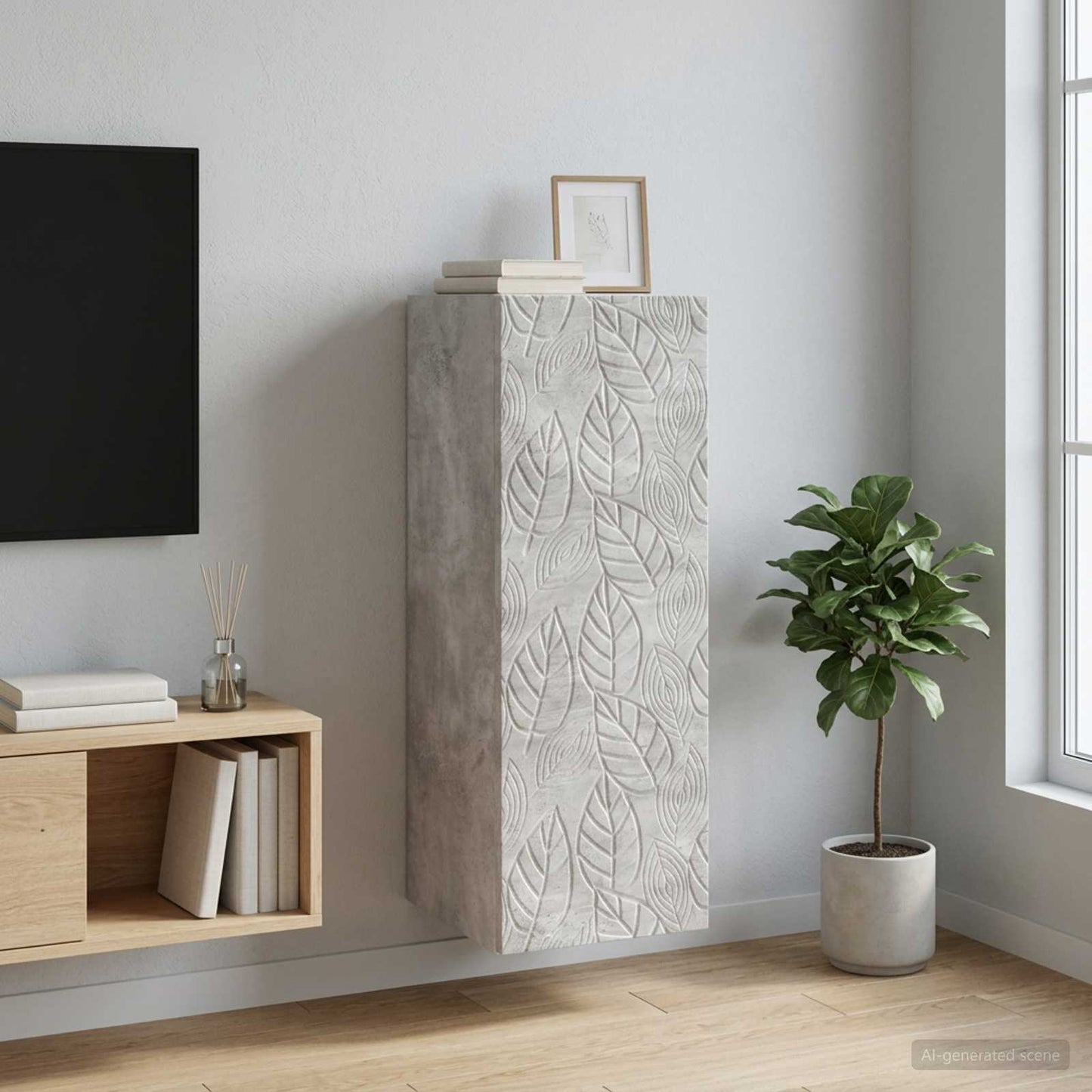 Wall-Mounted Cabinet Concrete Grey 33 x 34.5 x 90 cm