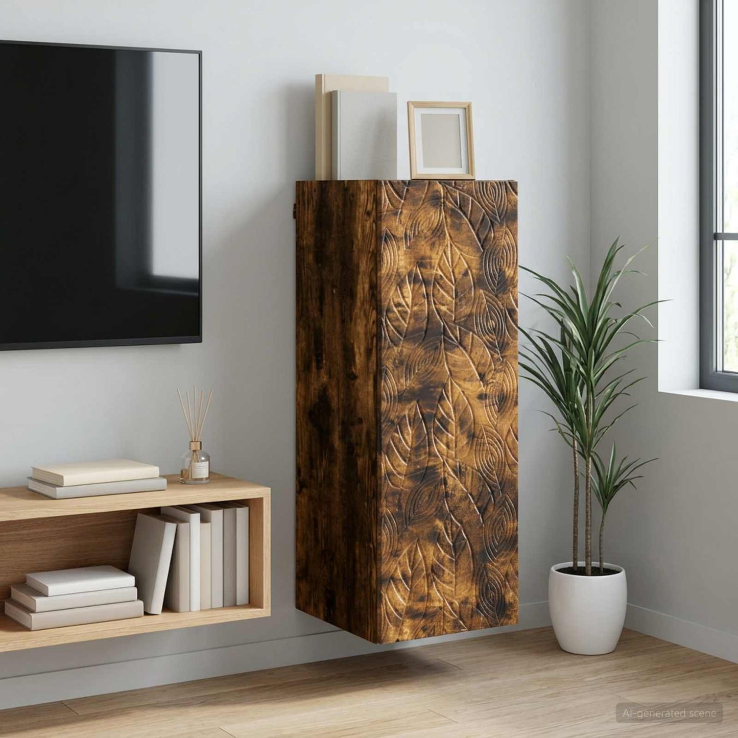 Wall-Mounted Cabinet Smoked Oak 33 x 34.5 x 90 cm