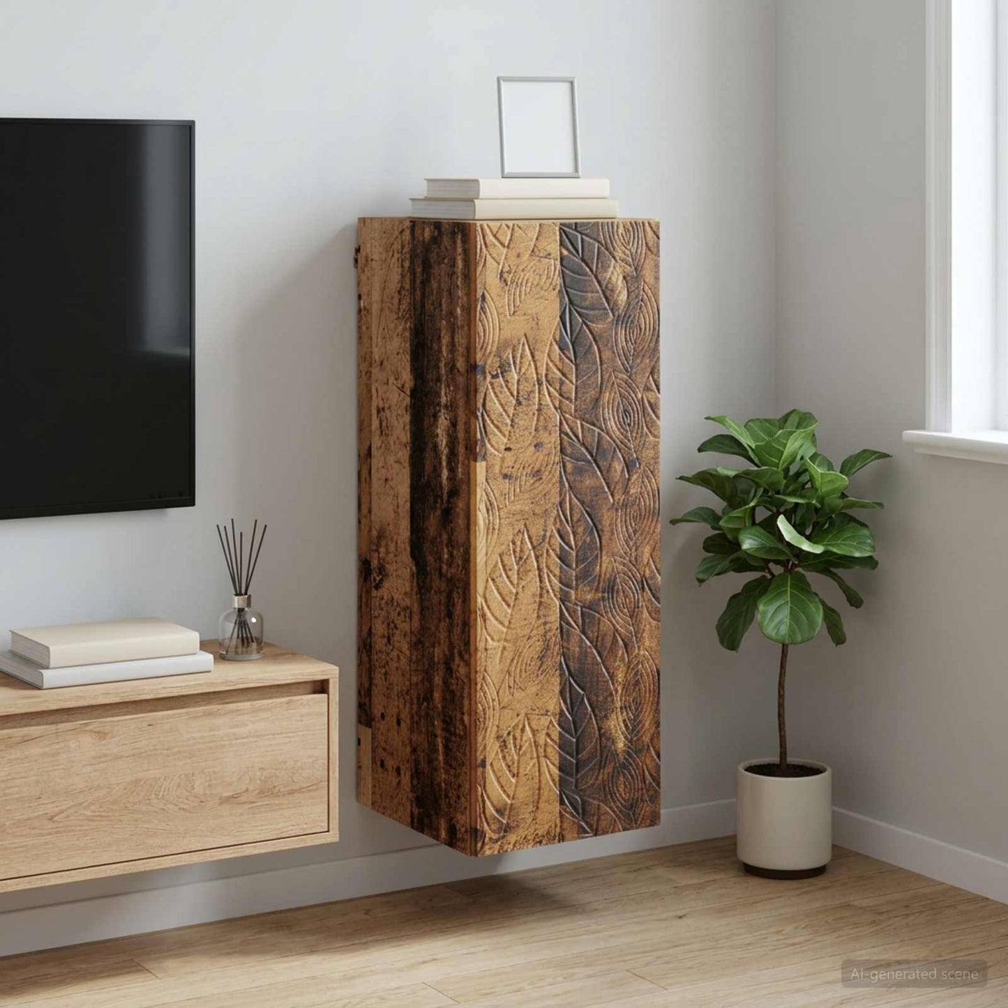 Wall-Mounted Cabinet Old Wood 33 x 34.5 x 90 cm Engineered Wood